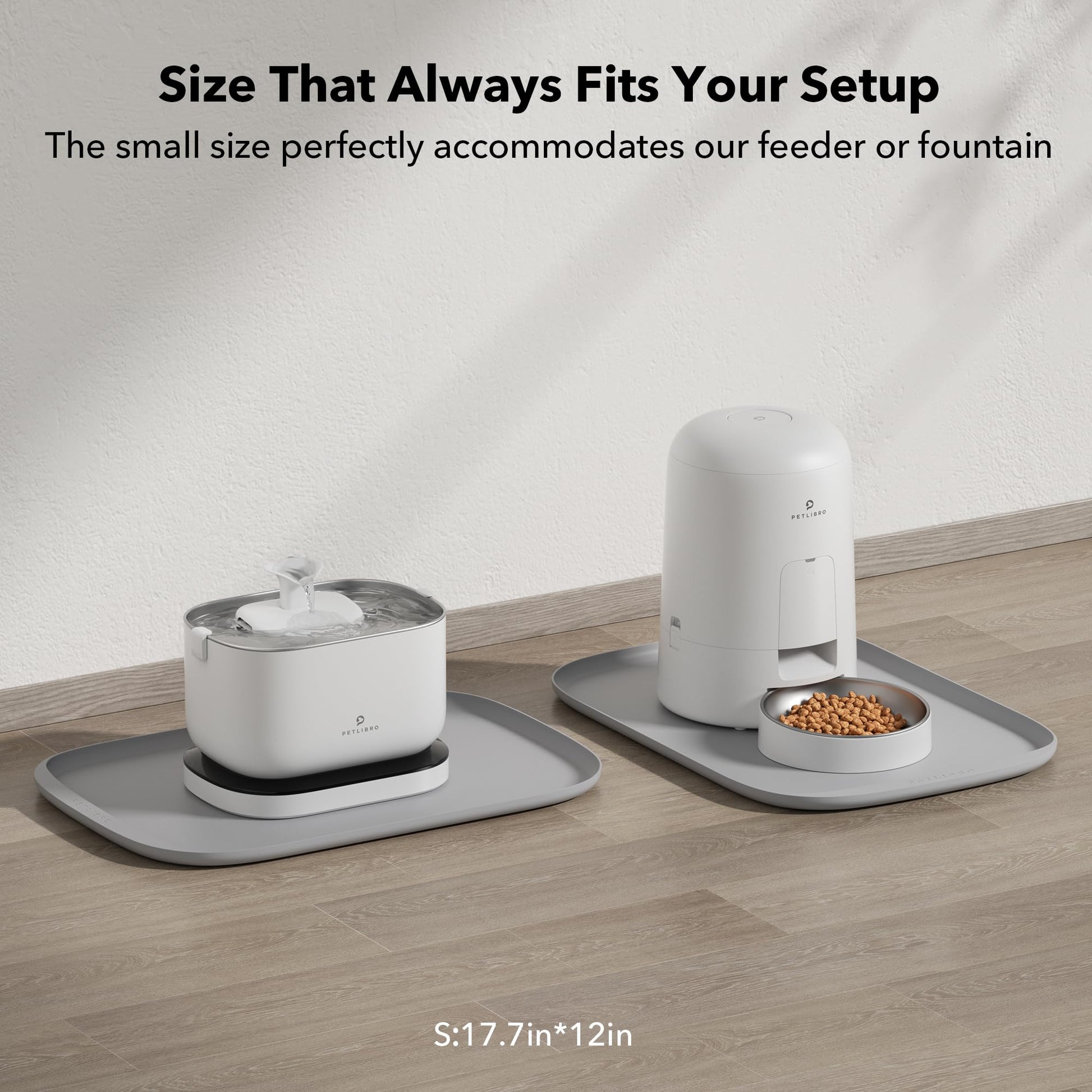Tapete de Silicona PETLIBRO Gris para Alimentos y Agua con Borde Elevado para Mascotas