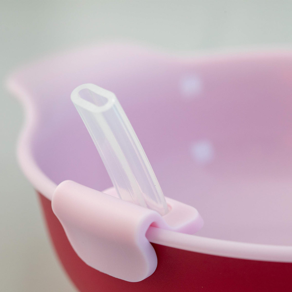 PAPU BABY Plato para Snack con popote desmontable y base de succión (Rosa)