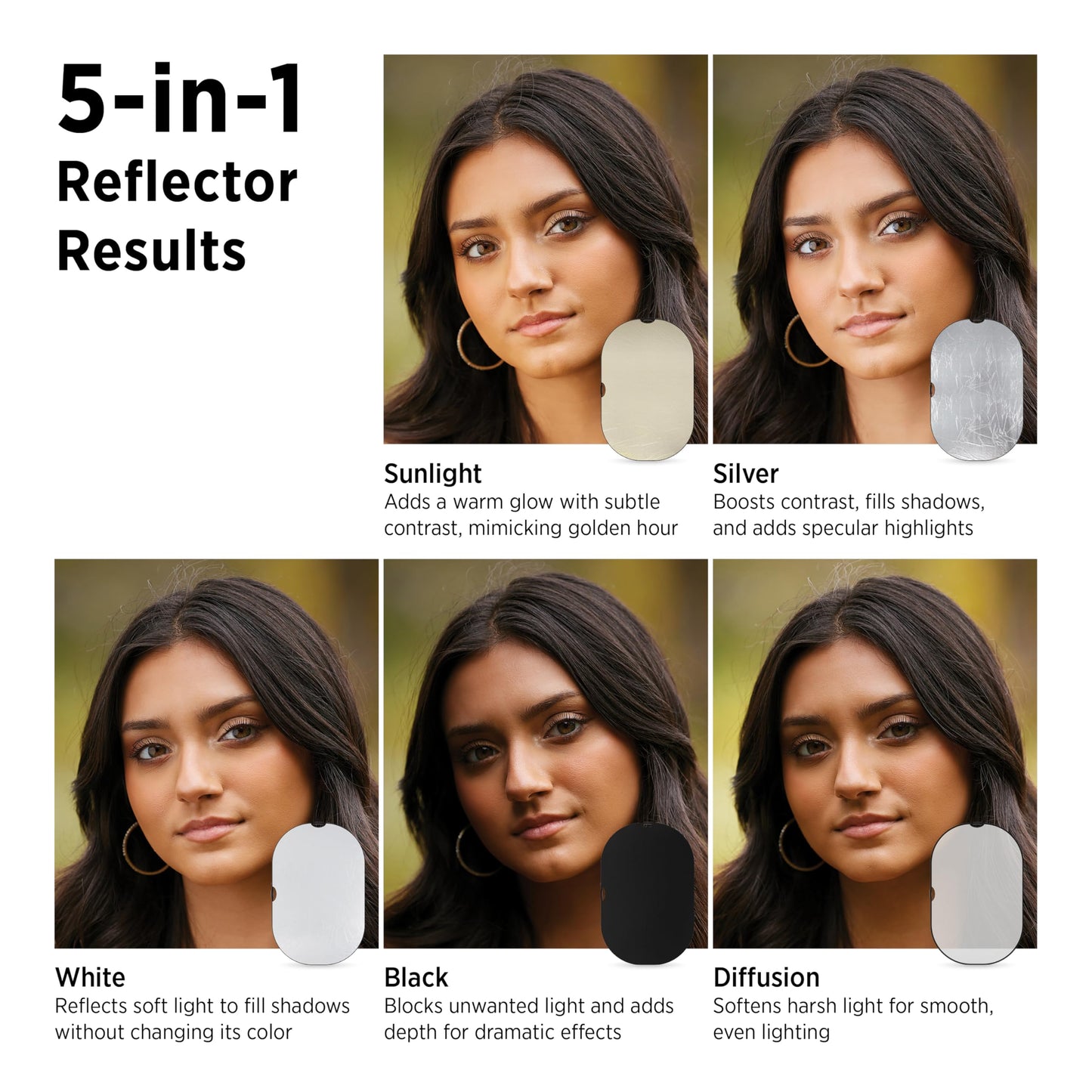 Westcott Reflectores Illumintor Quickgrip 5 en 1 (121,9 X 182,9 Cm)