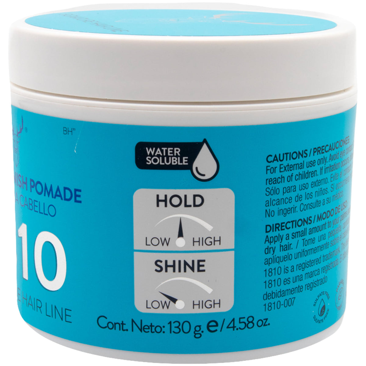 1810 Cera NATURAL FINISH Pomade para cabello (Nueva Imagen) - FIJACIÓN MEDIA - BRILLO NATURAL - Pomada para cabello Base Agua - Libre de Parabenos - Libre de Sulfatos - Cruelty Free - Medium Hold Medium Shine Pomade - Efecto Cera Sin Residuos - 4.58 oz/13