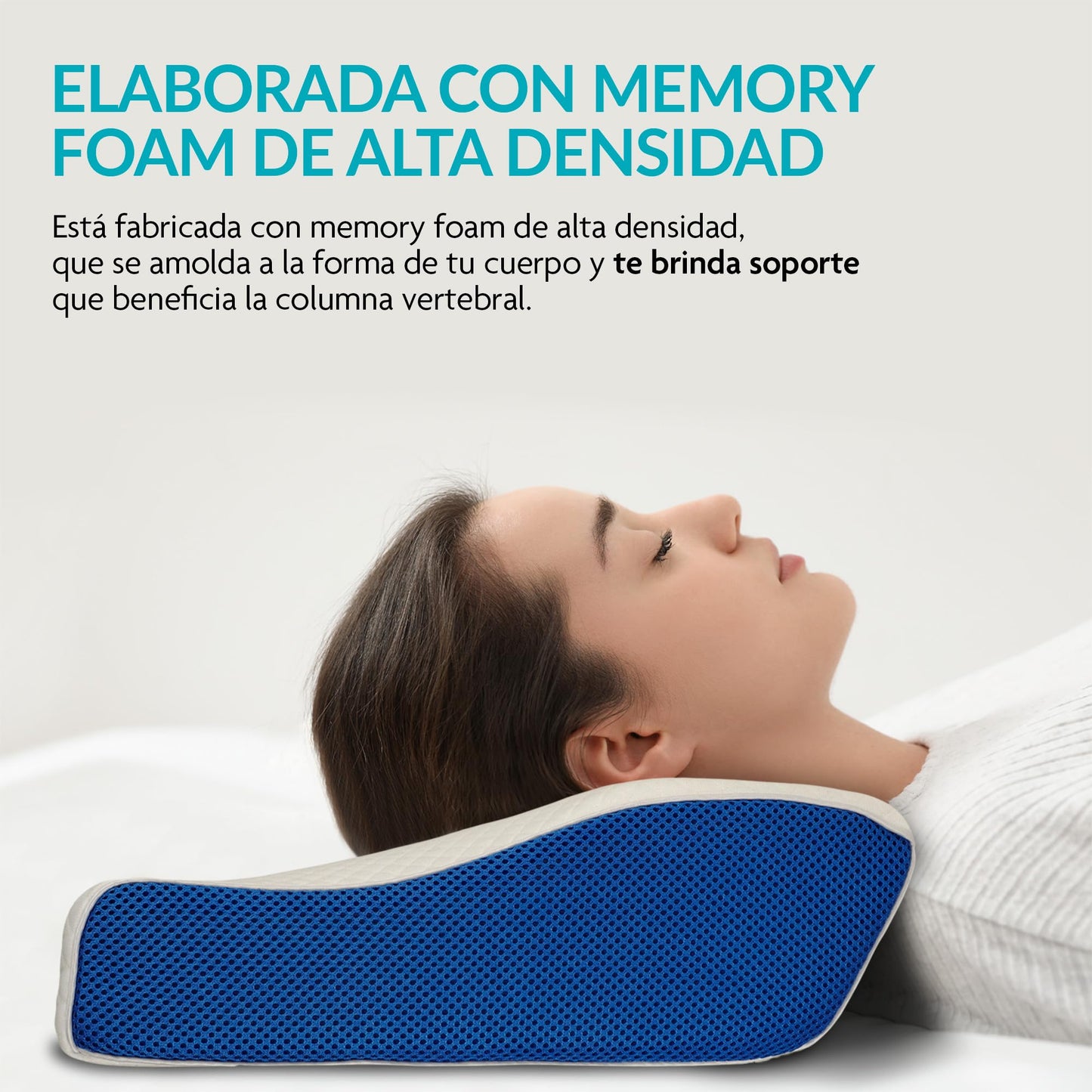 Almohada de Memory Foam Neurolux Blanco Ergonómica Ortopédica para Aliviar Dolor de Cuello y Espalda