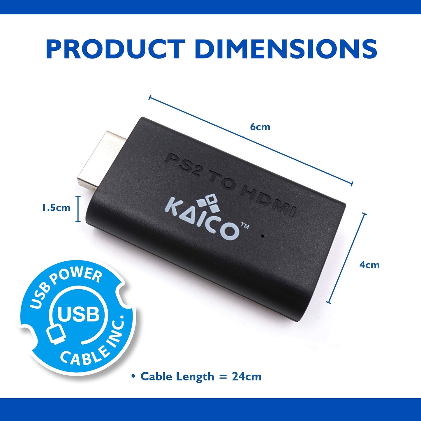 Kaico HDMI Converter for Use with All PS2 Models - Component to HDMI Converter Adaptor - Play Playstation 2 on Your HDMI TV - Retro Gaming HDMI Converter Adapter Compatible with PS2