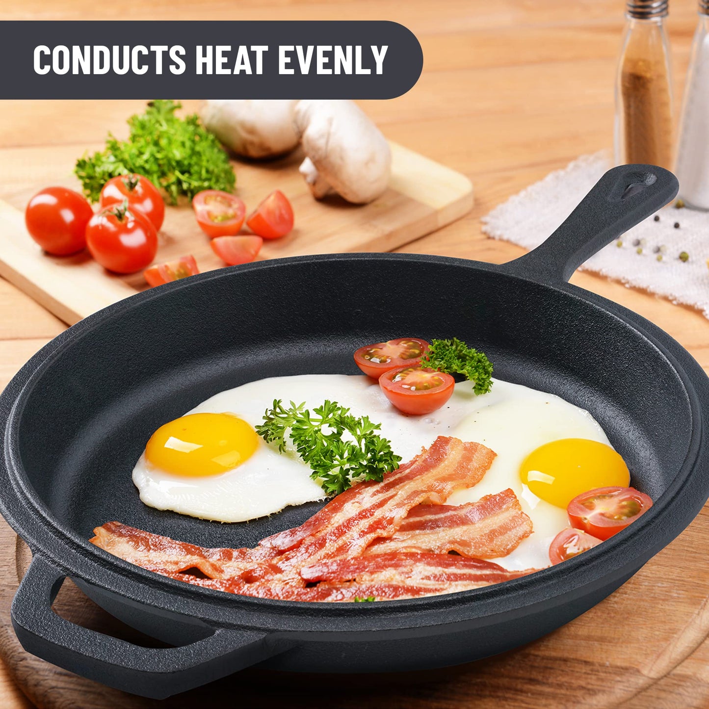 Tortillada - 2 en 1 Combo Cooker Juego de Olla (3.5l) y Sartén (26 cm) De Hierro Fundido + Mango De Protección + E-Book con 50 Recetas