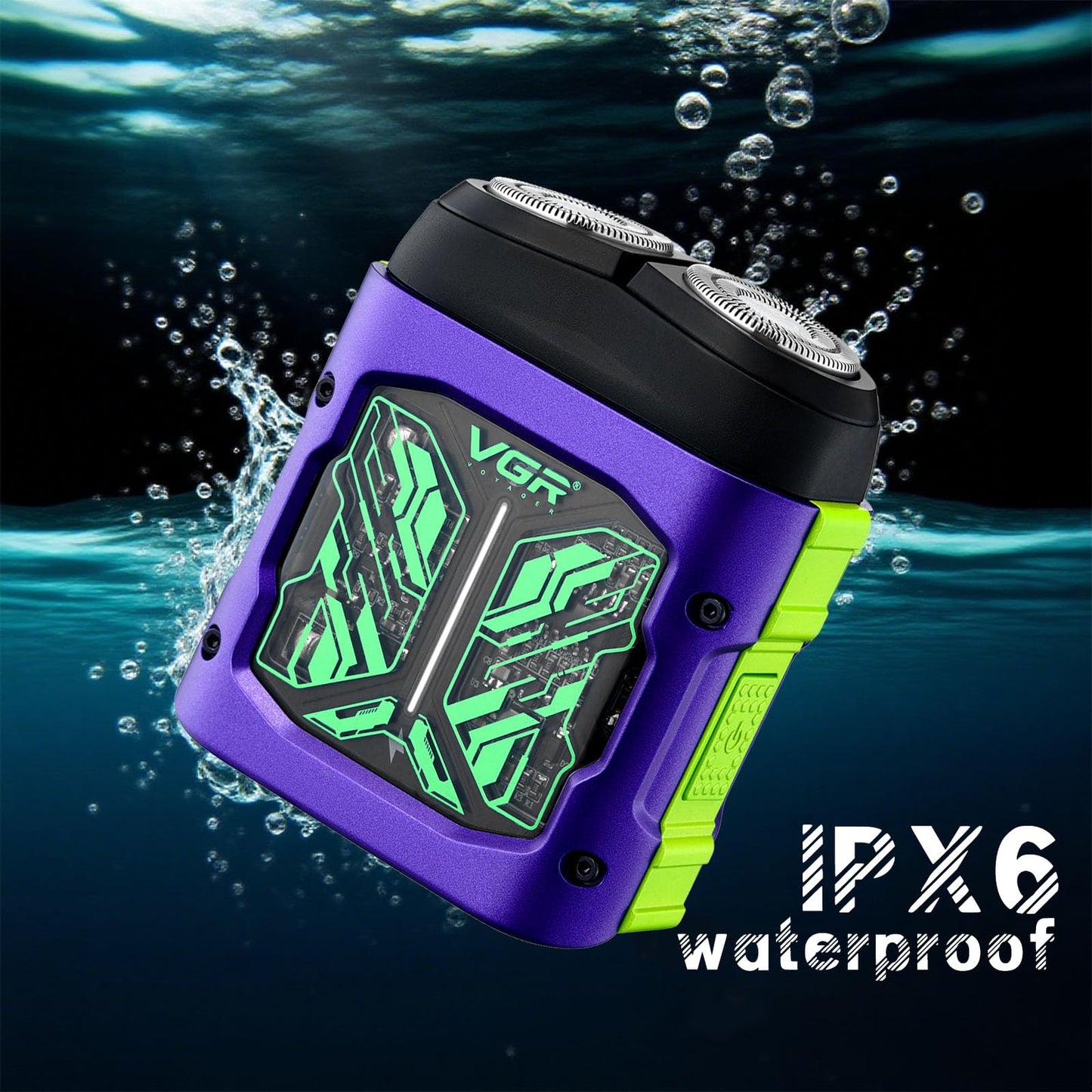 VGR 344 Mini afeitadora eléctrica para hombre, con cabezales magnéticos de doble rotación para facilitar la limpieza, afeitadora de viaje compacta para la cara con IPx6 resistente al agua, carga USB
