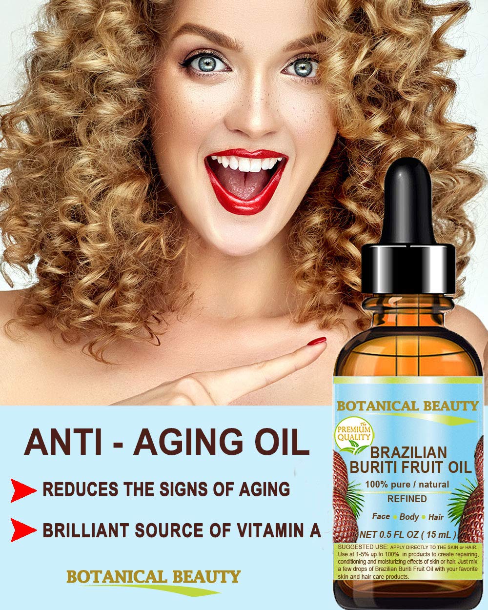 Brazilian BURITI FRUIT OIL 100% Pure / Natural / Cold Pressed Carrier Oil / Undiluted. For Face, Body, Hair, Lip and Nail Care. â€œOne the richest natural sources of vitamin A, E and C.â€ From the Amazon Rainforest. (1 fl.oz-30ml.)
