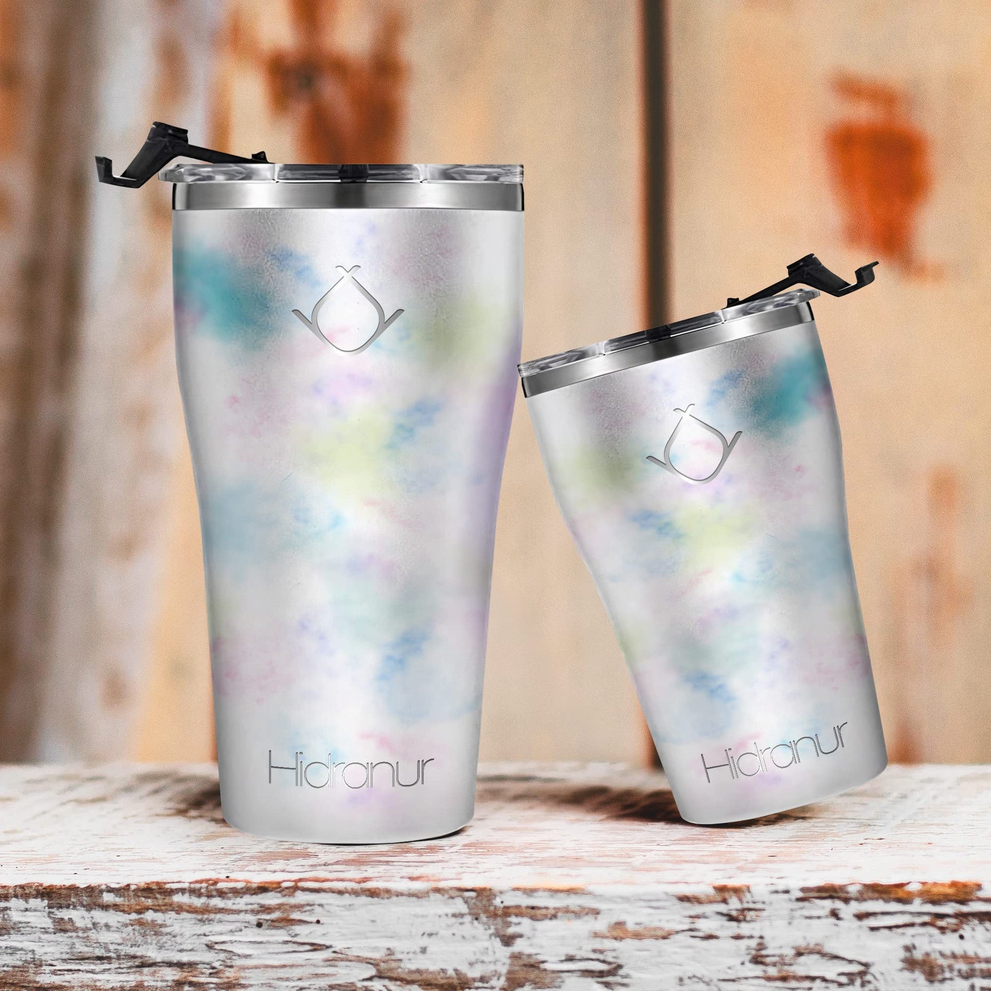 Hidranur Termo de Acero Inoxidable Doble Aislamiento Térmico, 12 oz (354.882 ml), Termo para Café, Tapa Hermética Antifugas, Popote Incluido (Blanco Mármol, 12 Oz (354.882 ml))