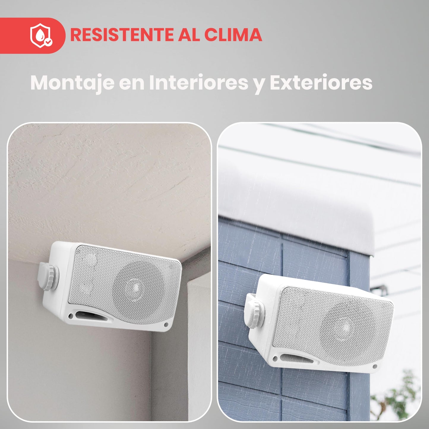 Pyle Bocinas de 3.5 Pulgadas de 3 Vías para Interiores y Exteriores, Sistema de Sonido de Pared Resistente al Agua, 200 Watts, 1 Par, Blanco
