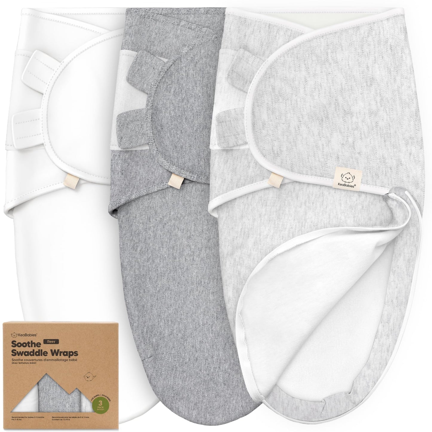 Sacos de dormir para bebé con cierre, paquete de 3 pañales para recién nacidos de 0 a 3 meses, bebés, niñas, niños, saco de dormir suave y duradero para recién nacidos, manta de pañales fácil de