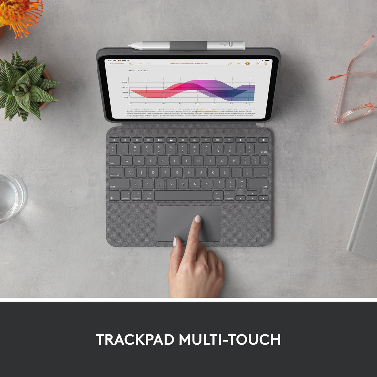 Funda con Teclado Extraíble Logitech Combo Touch Gris con Trackpad Preciso y Teclado Retroiluminado para iPad 10.° Generación