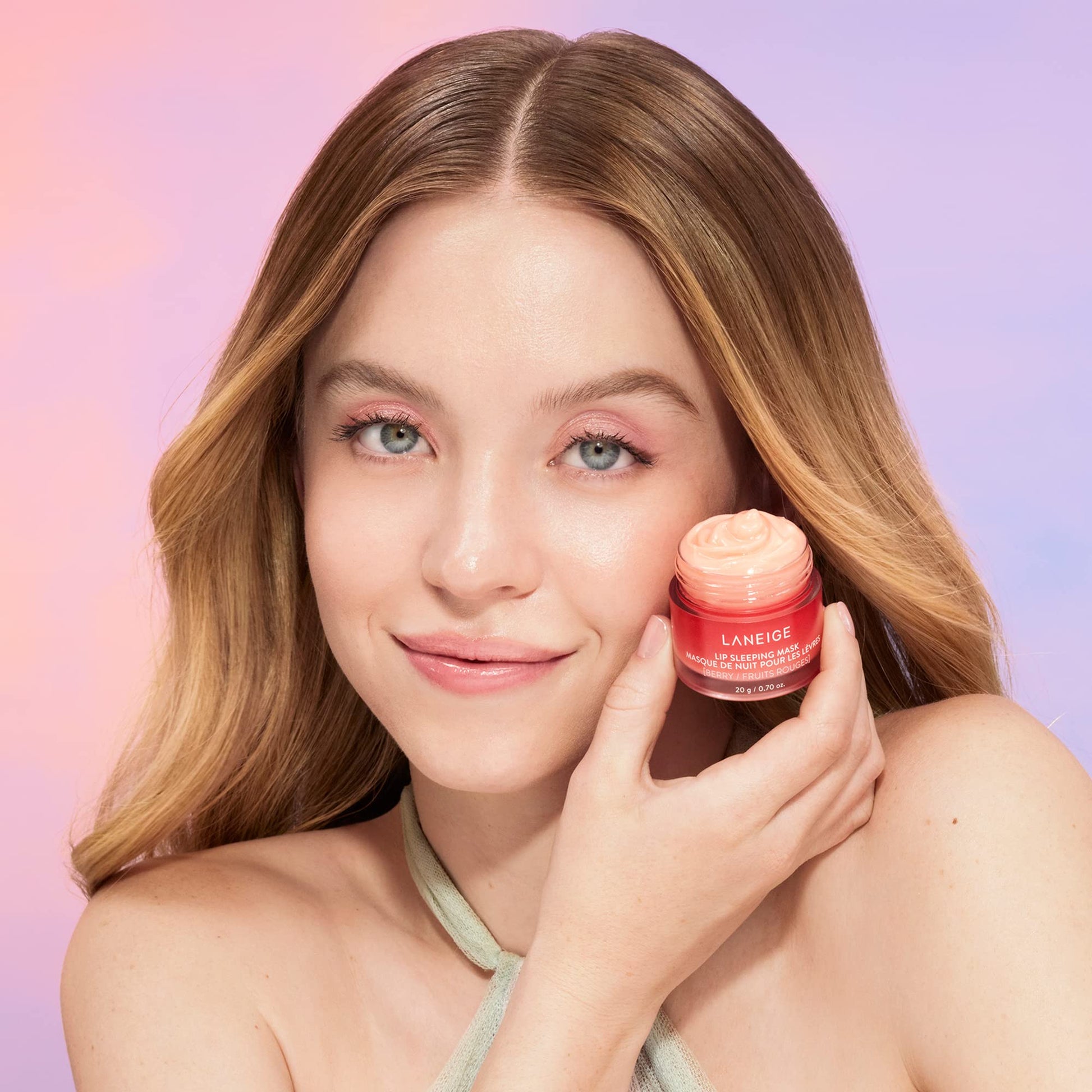Laneige. Lip Glowy Balm Baya bálsamo + Laneige. Lip Sleeping Mask Baya mascarilla noche tratamiento labial hidratación intensa
