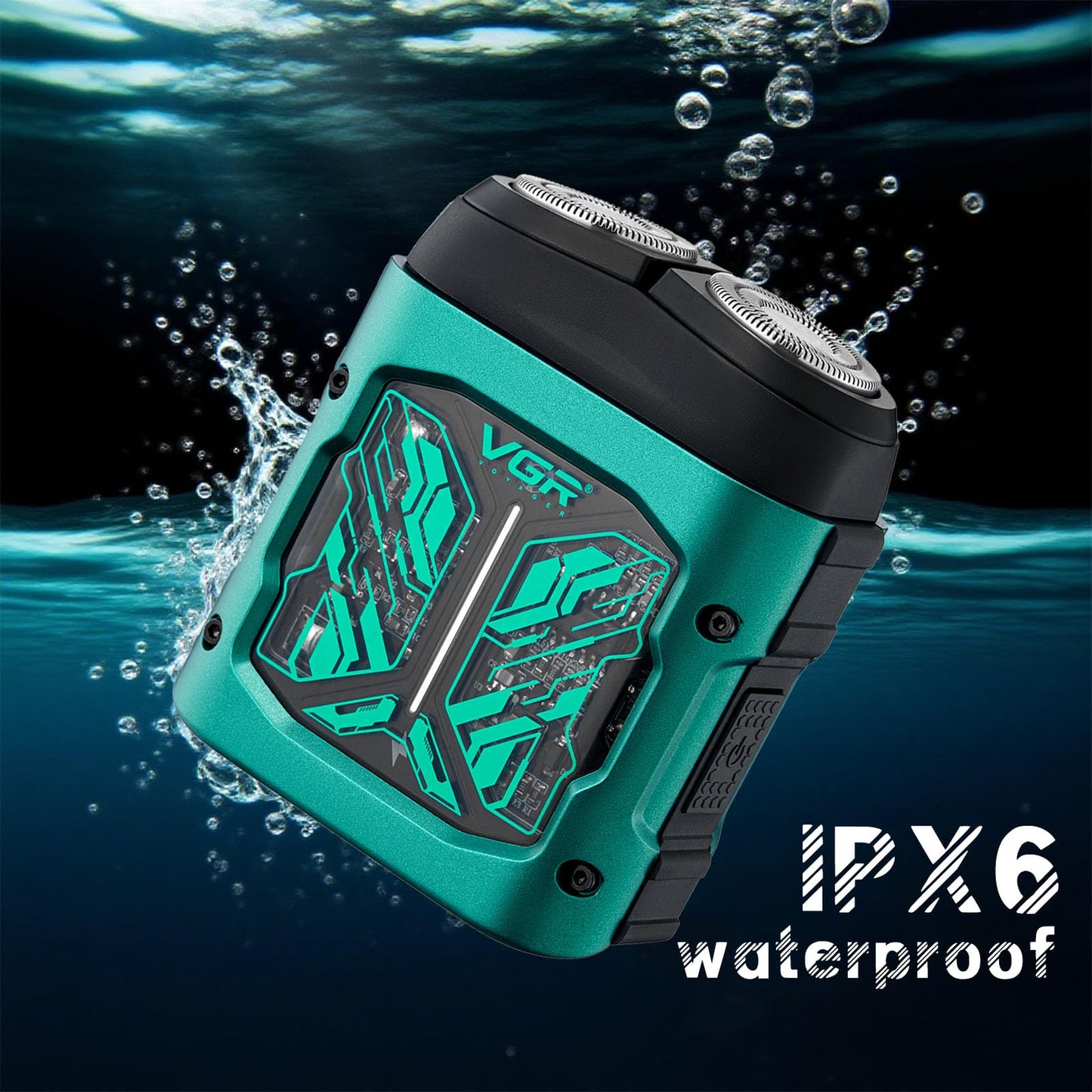 VGR 344 Mini afeitadora eléctrica para hombres, afeitadora eléctrica para hombres con cabezales magnéticos de doble rotación para una fácil limpieza, afeitadora compacta de viaje para cara con IPx6