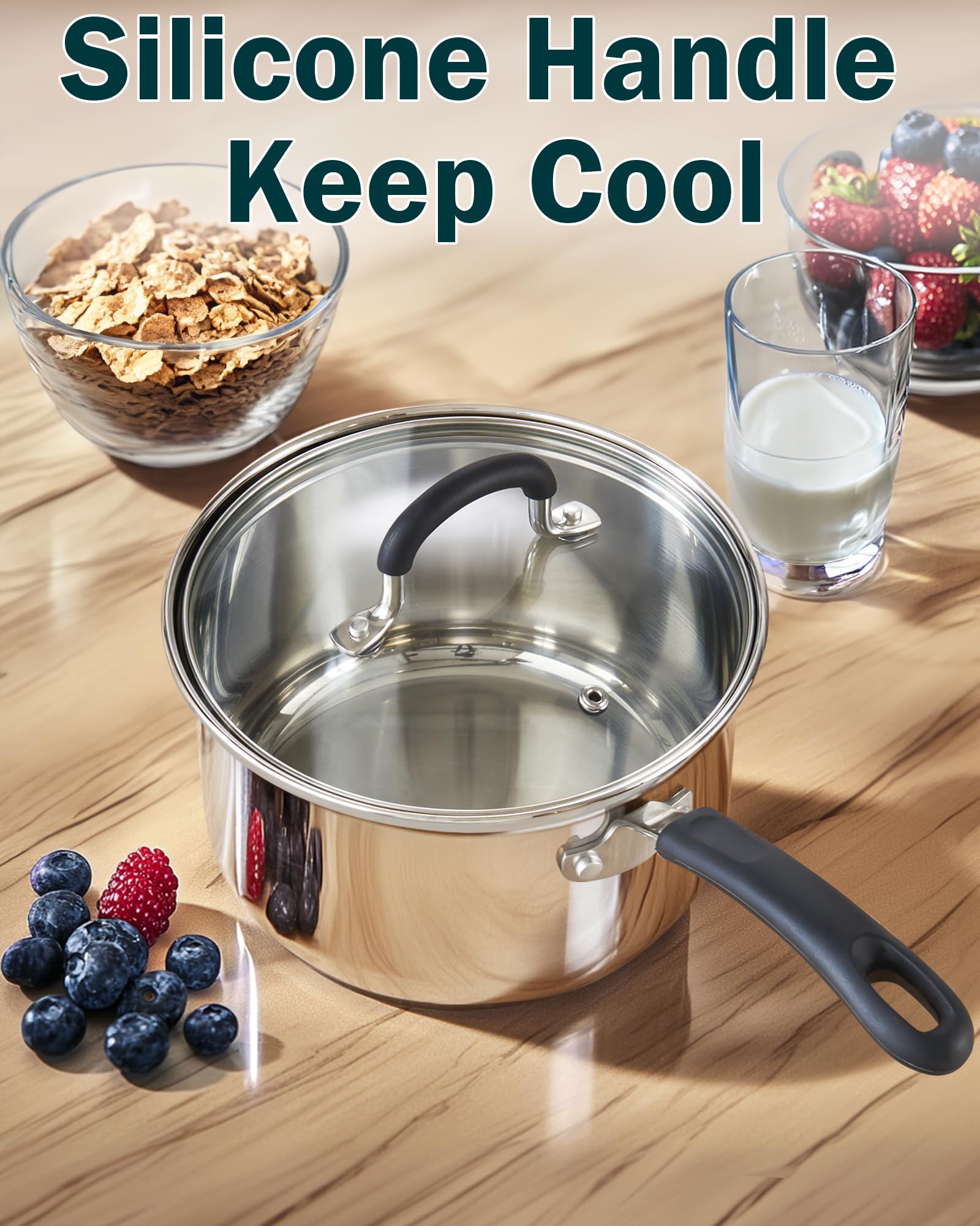 Juego de Utensilios de Cocina Cook N Home Plateado con Asas que se Mantienen Frescas