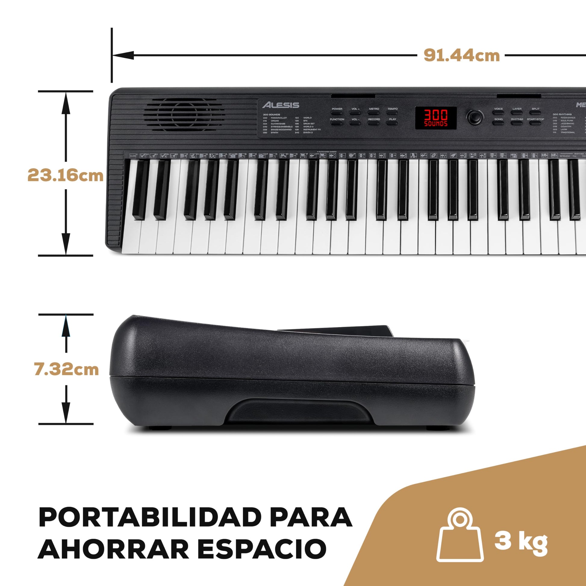 Alesis Melody 61 MK4 Teclado Piano Eléctrico para Principiantes con 61 Teclas, con Altavoces, Atril para Partituras o Tablet, 300 Sonidos y Lecciones de Música