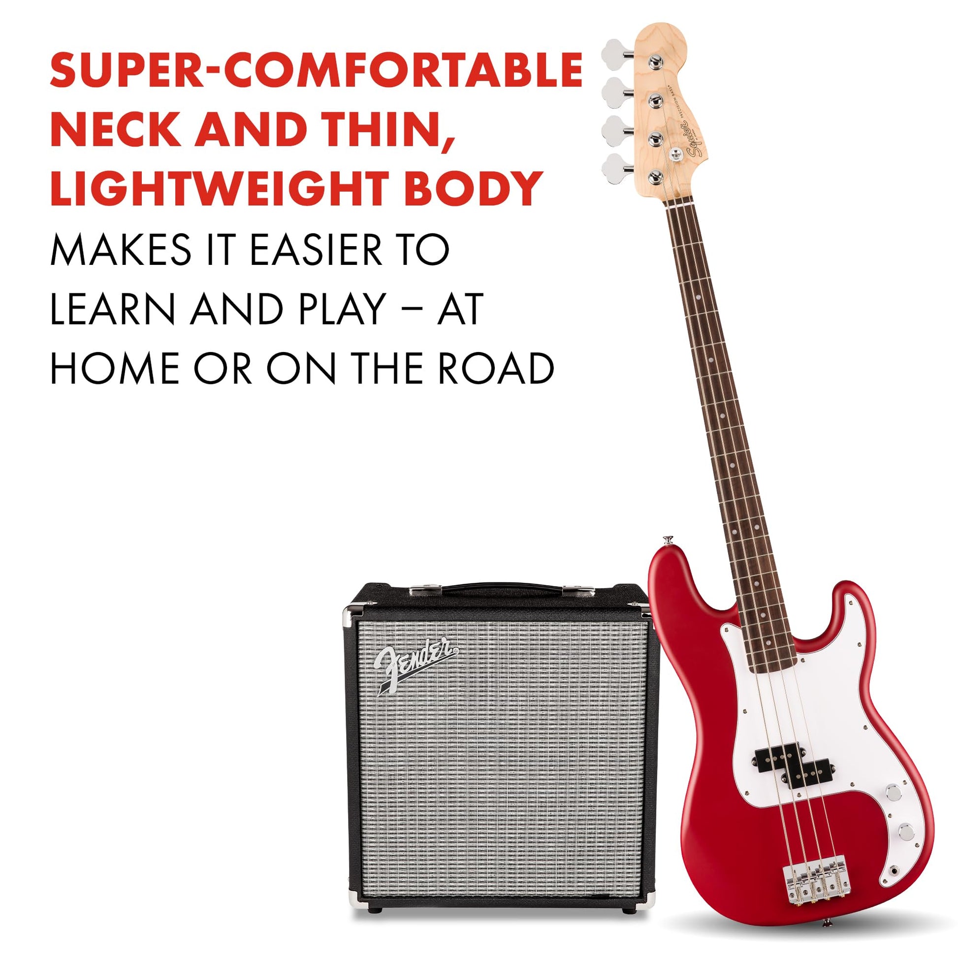 Debut Collection™ Precision Bass®, Laurel Fingerboard, White Pickguard, Dakota Red