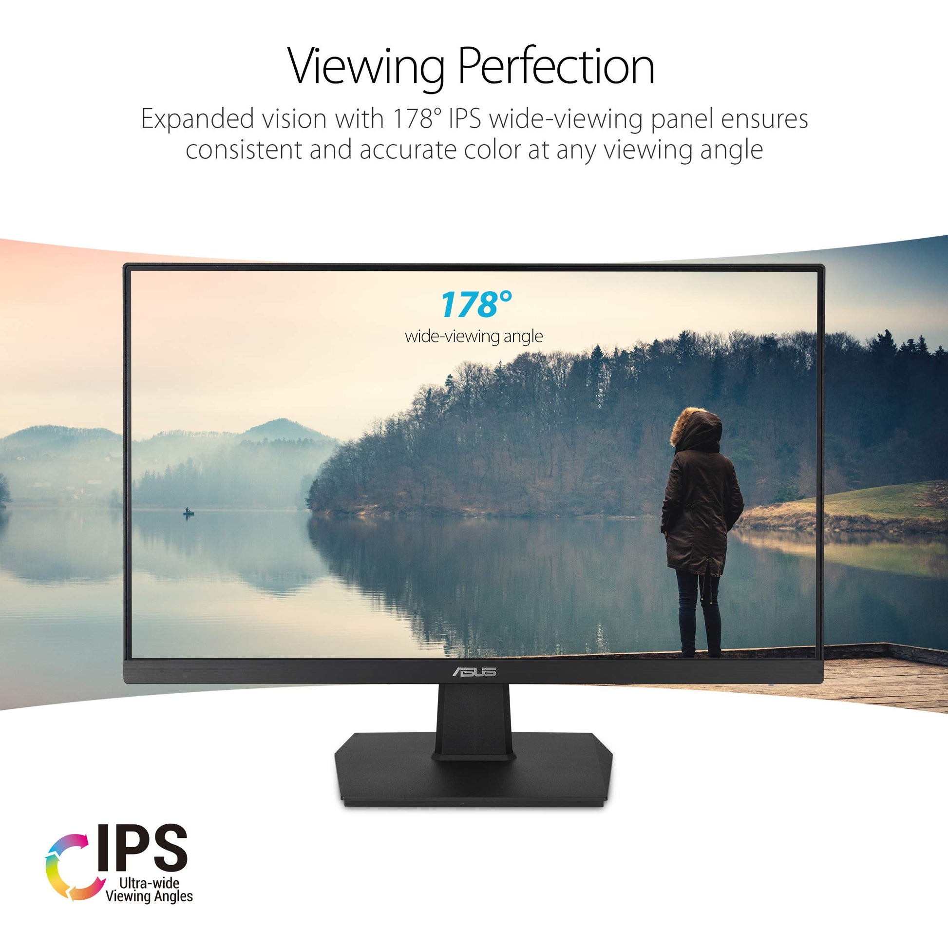 Asus Monitor sin marco 23.8" VA24EHE, panel IPS, 75Hz, Eye Care, Full HD, Adaptive-Sync/ FreeSync, Low Blue Light, Flicker Free, montable en la pared
