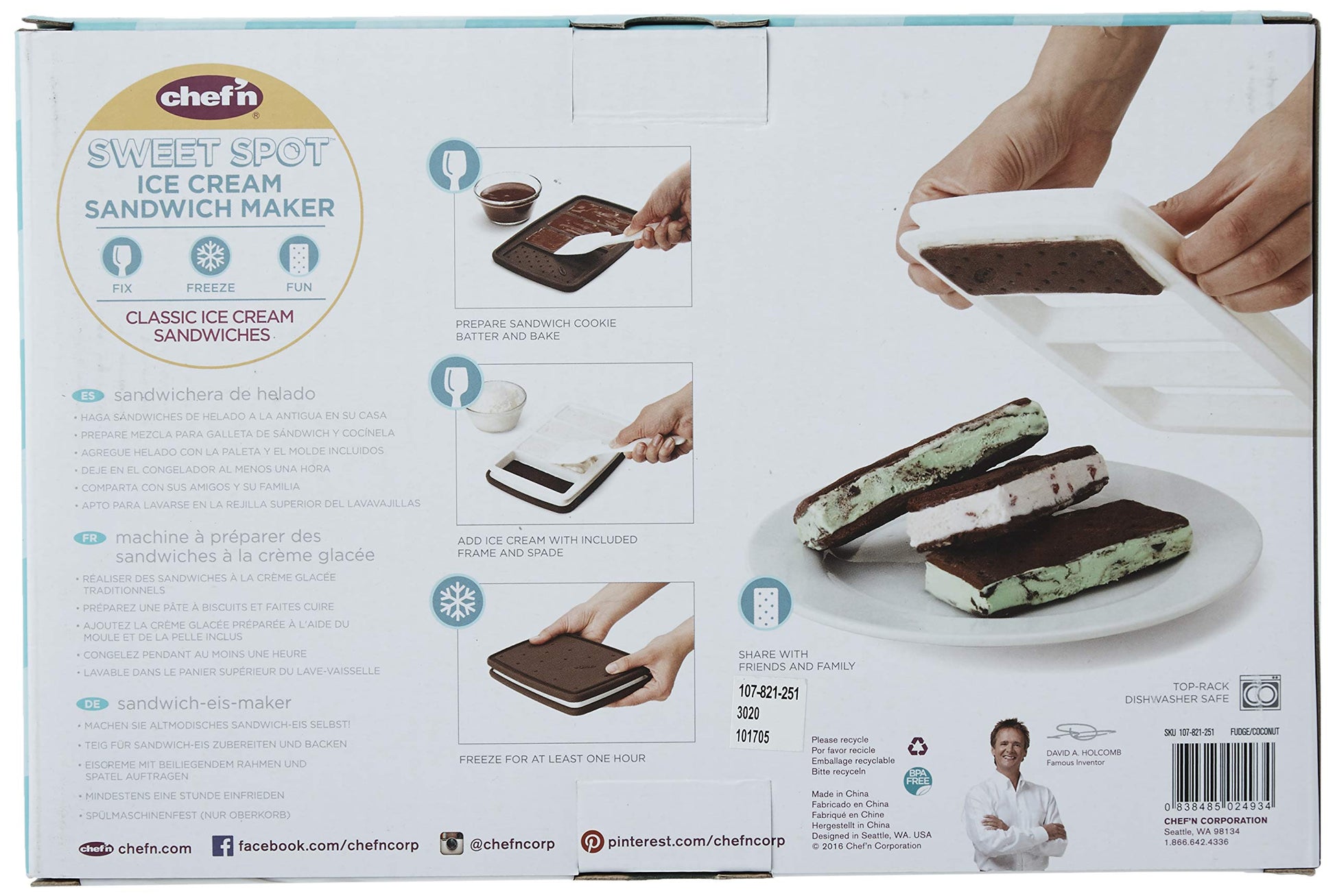 Chef'n Sweet Spot - Sandwichera de helado, grande, negro