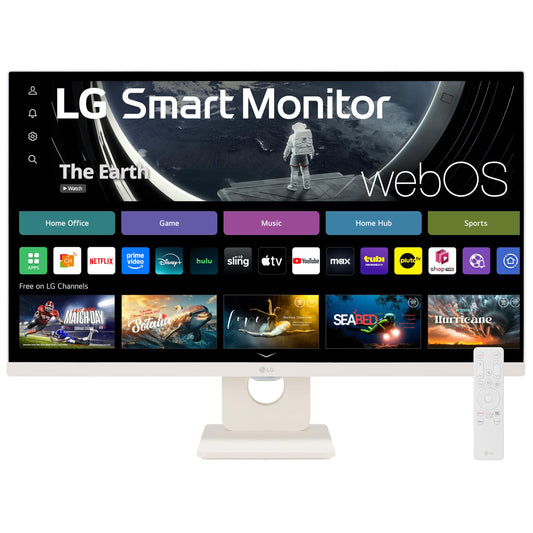 LG 27SR50F-W Monitor inteligente de 27 pulgadas FHD (1920 x 1080), visualización IPS WebOS 23, HDR 10, x2 altavoces integrados, AirPlay 2, visualización compartida, Bluetooth, aplicación ThinQ