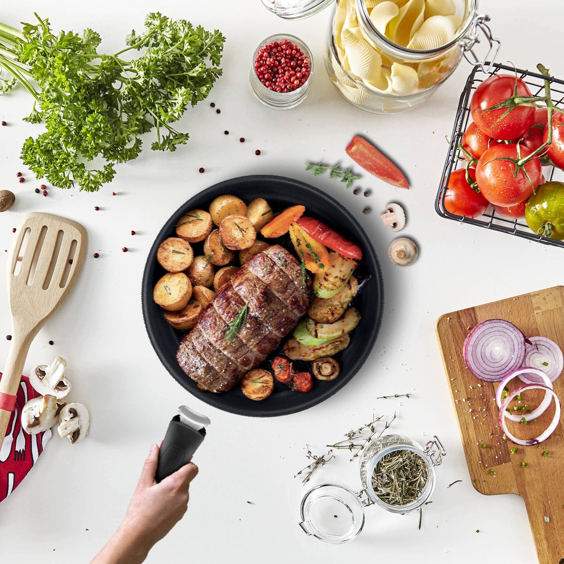 T-fal Ingenio XL Force Batería de Cocina de 12 piezas con Mango Removible, Antiadherente Titanium 2x, tecnología Termo-Señal y base de difusión, L1589002