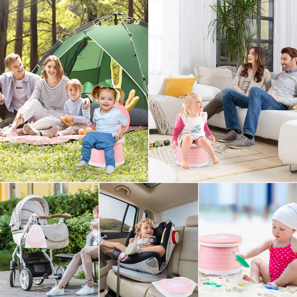 Orinal de Viaje Portatil para Ninos, Asiento Entrenador Bano para Ninos, orinal Plegable para Ninas con 60 Bolsa deAlmacenamiento, Portatil comoda de Emergencia para Viajes, Camping, InterioryExterior