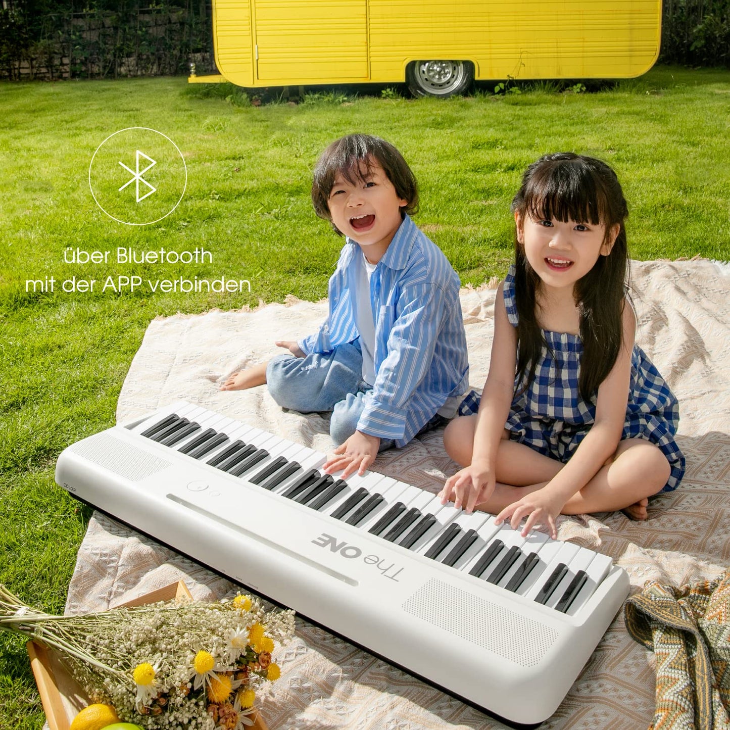 Teclado Inteligente The ONE Negro 61 Teclas Iluminadas Piano Eléctrico para Principiantes 256 Tonos y Luces LED Integradas