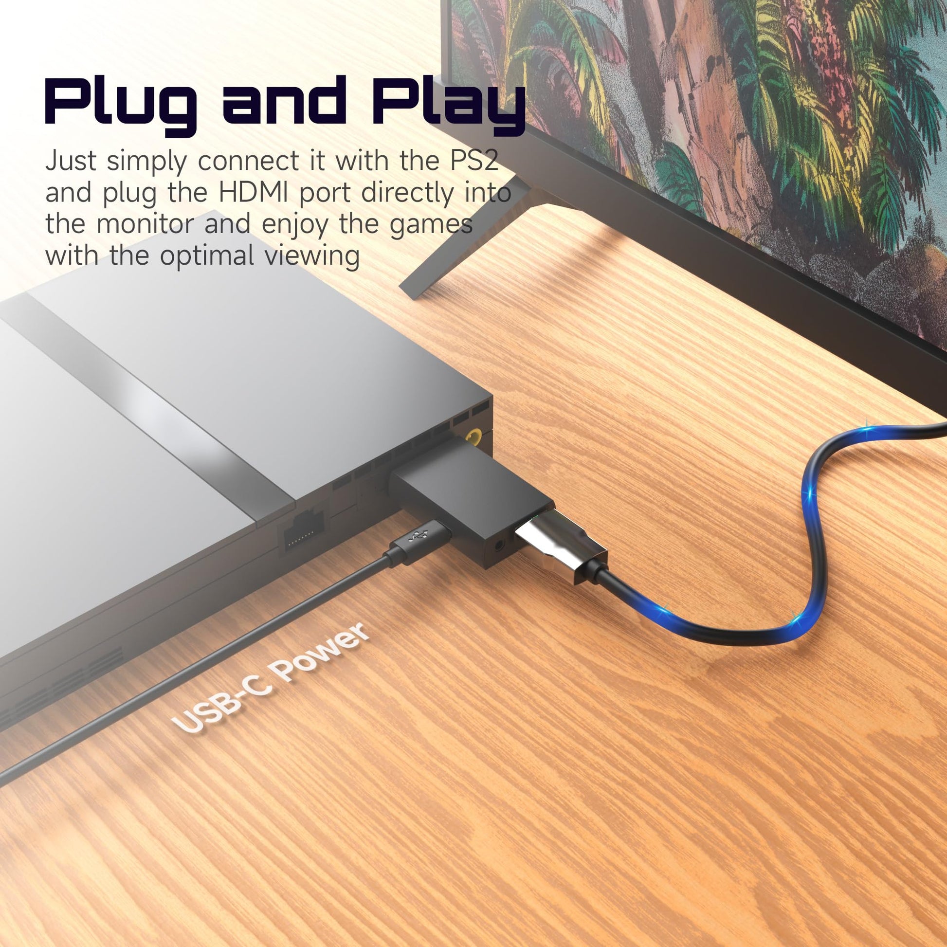 May Flash Adaptador convertidor PS2 a HDMI, convertidor de vídeo con Salida de Audio de 3,5 mm para TV HD y Monitor HDMI, Compatible con Todos los Modos de visualización PS2