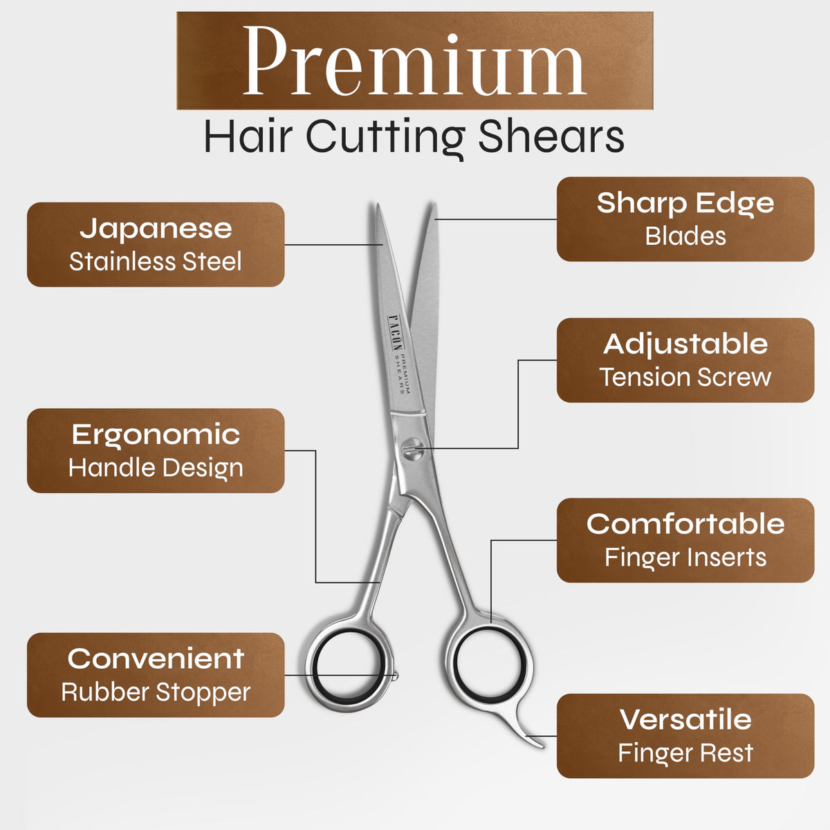 Facón Professional Razor Edge Barber Hair Cutting/Thinning Scissors Set - Japanese Stainless Steel - 6.5" Length - Fine Adjustment Tension Screw - Salon Quality Premium Shears (The Alpha)
