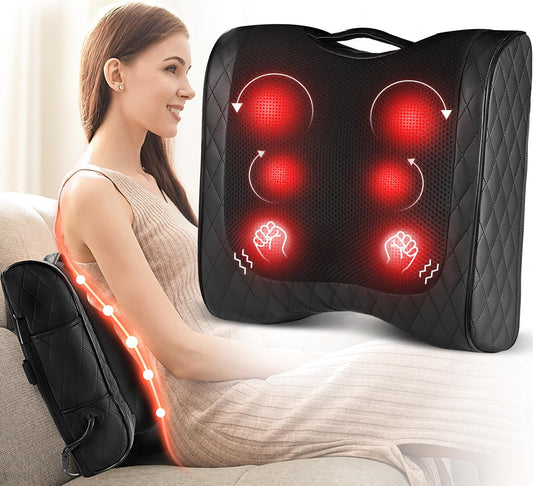 Boriwat - Almohada de masaje de espalda, masajeador eléctrico Shiatsu para aliviar el estrés