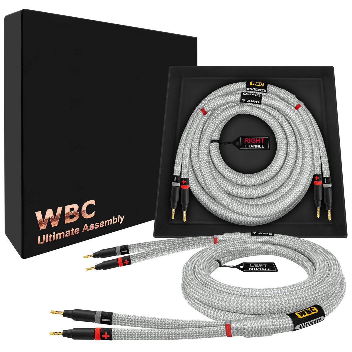 Cable de Altavoz Worlds Best Cables 6 Pies Plateado con Enchufes Eminence Gold y Chamarra Tweed