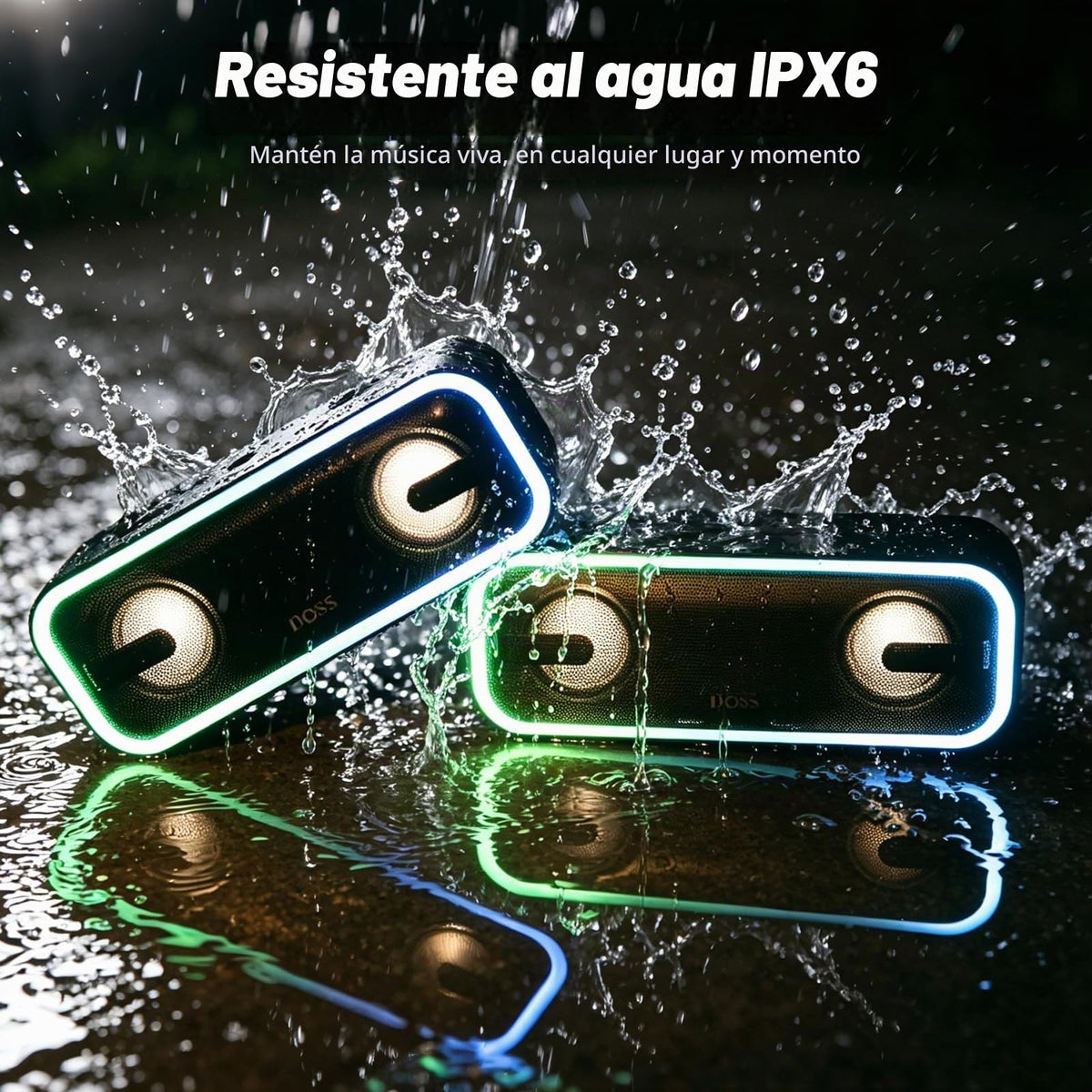 Altavoz Bluetooth Inalámbrico DOSS Negro SoundBox Pro+ con Sonido Impresionante de 24W y Graves Retumbantes