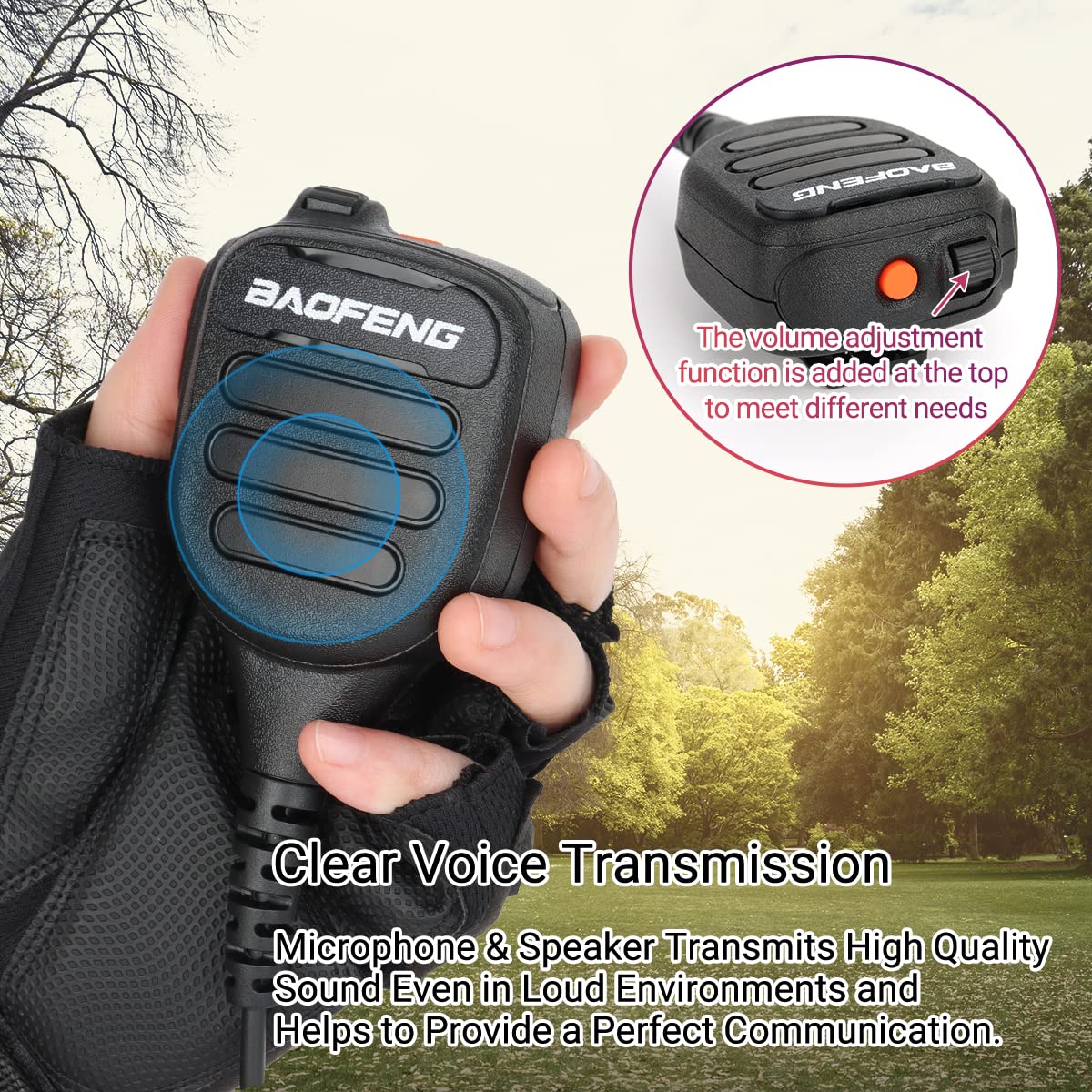 BAOFENG Micrófono de mano pesado BF-850 Ham Radio Mic IP54 Impermeable Volumen Ajustable Altavoz Micrófono para UV-5R BF-F8HP PRO AR-5RM UV-21R UV-32 para Kenwood Retevis Walkie Talkies