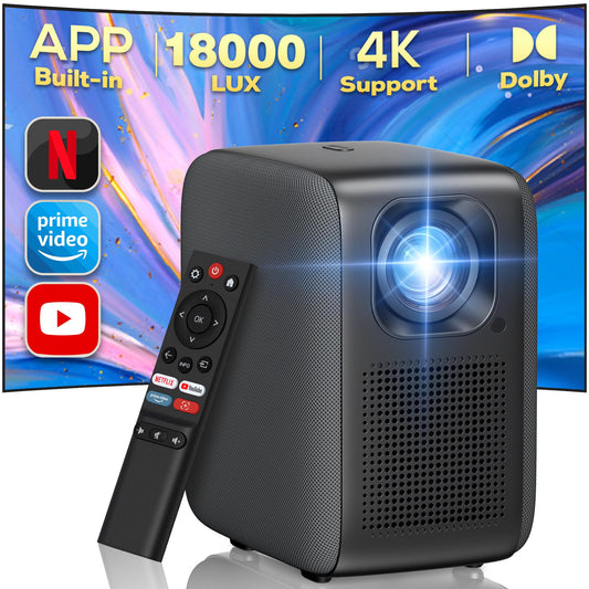 Proyector Portátil iZEEKER Blanco Nativo 1080P 18000 Lúmenes 4K con WiFi Bluetooth y Dolby Audio