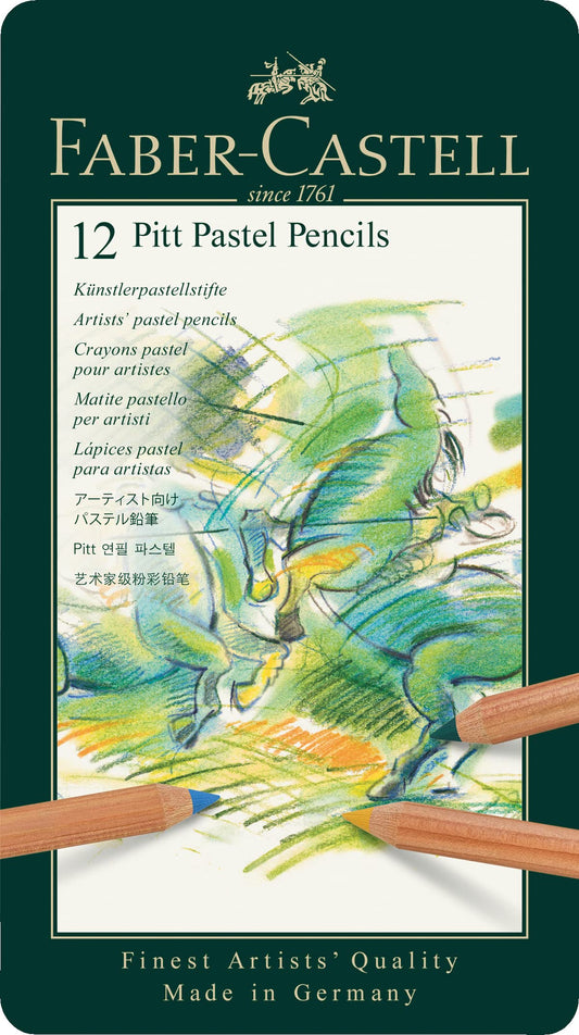 Faber-Castel FC112112 PITT Pastel Pencils In A Metal Tin (12 Pack), Assorted