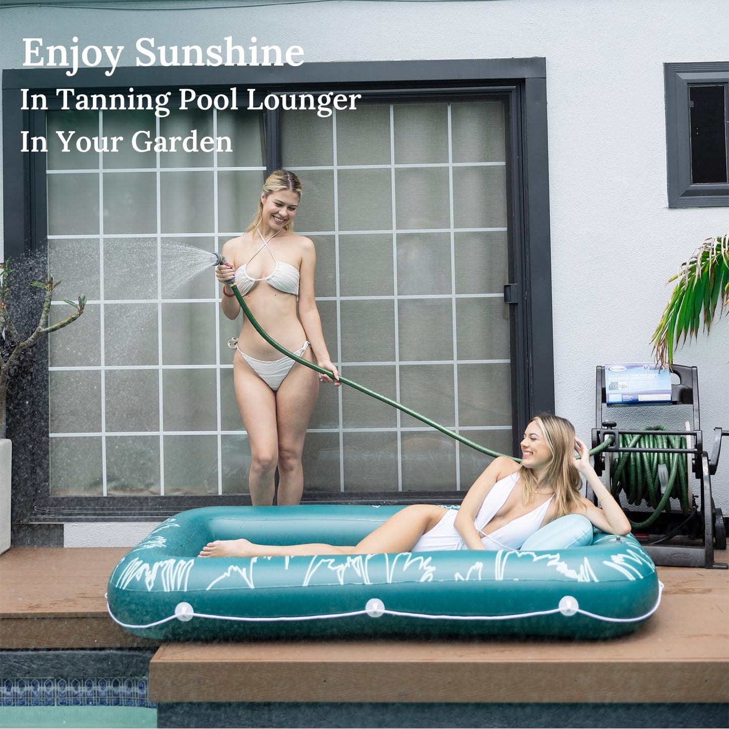 Sunrio Tanning Pool for Adults and Kids Inflatable Tanning Pool with Pillow Lounger Float Designed with Cup Holders Tanning Lounger for Pool Beach Lakeside Backyard Sunbathing Large