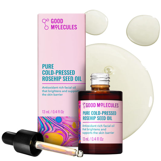 Good Molecules Pure Cold-Pressed Rosehip Seed Oil 13ml / 0.44oz - Moisturizing, Anti-Aging, Antioxidant-rich Face Oil to Plump, Balance, Hydrate - Sustainably Grown, Fragrance-Free, Vegan