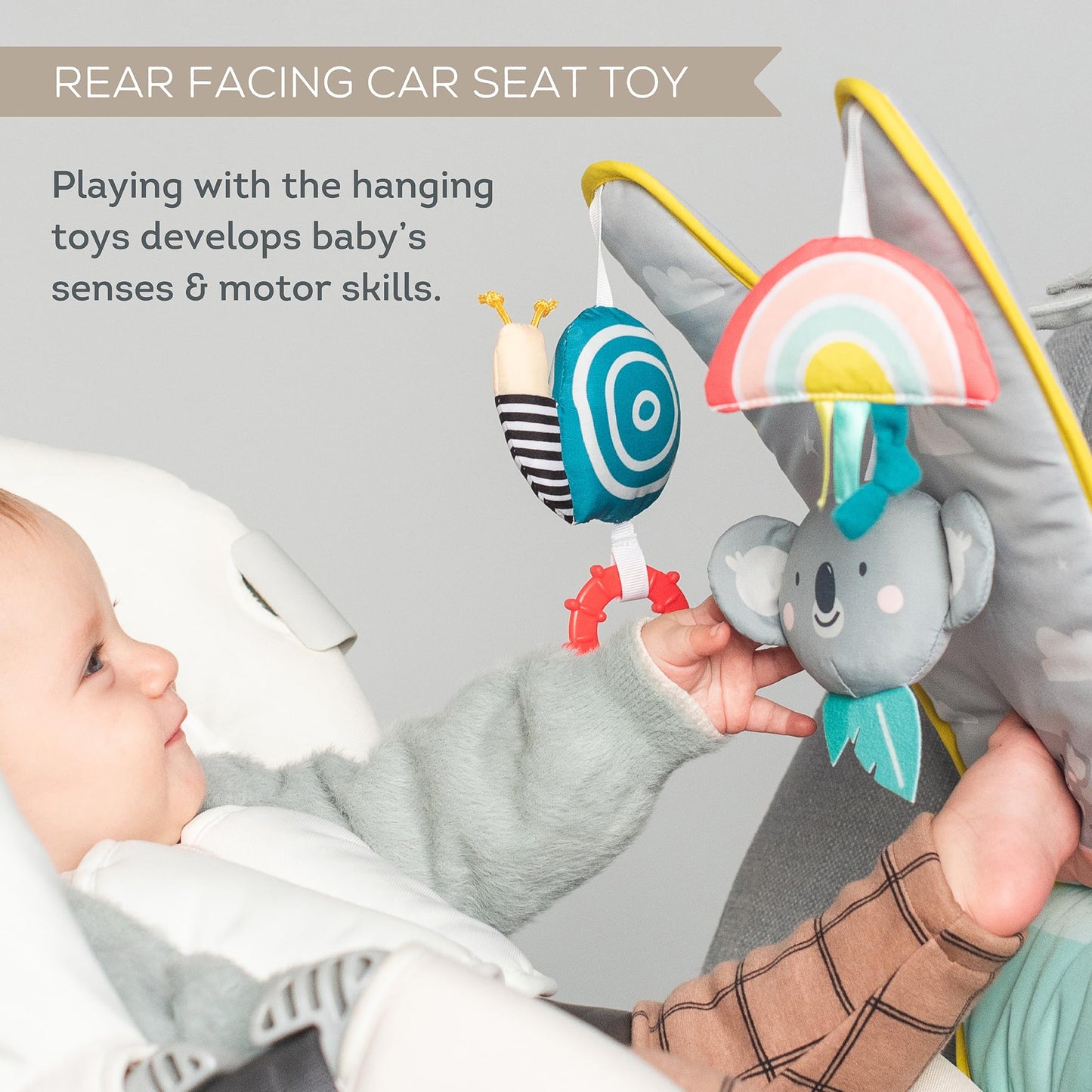 Taf Toys Koala in-Car Play Centre Parent and Baby's Travel Companion, Keeps Both Relaxed While Driving. Car Activity Centre with Mirror to Watch Baby from Driver's Seat, for and up