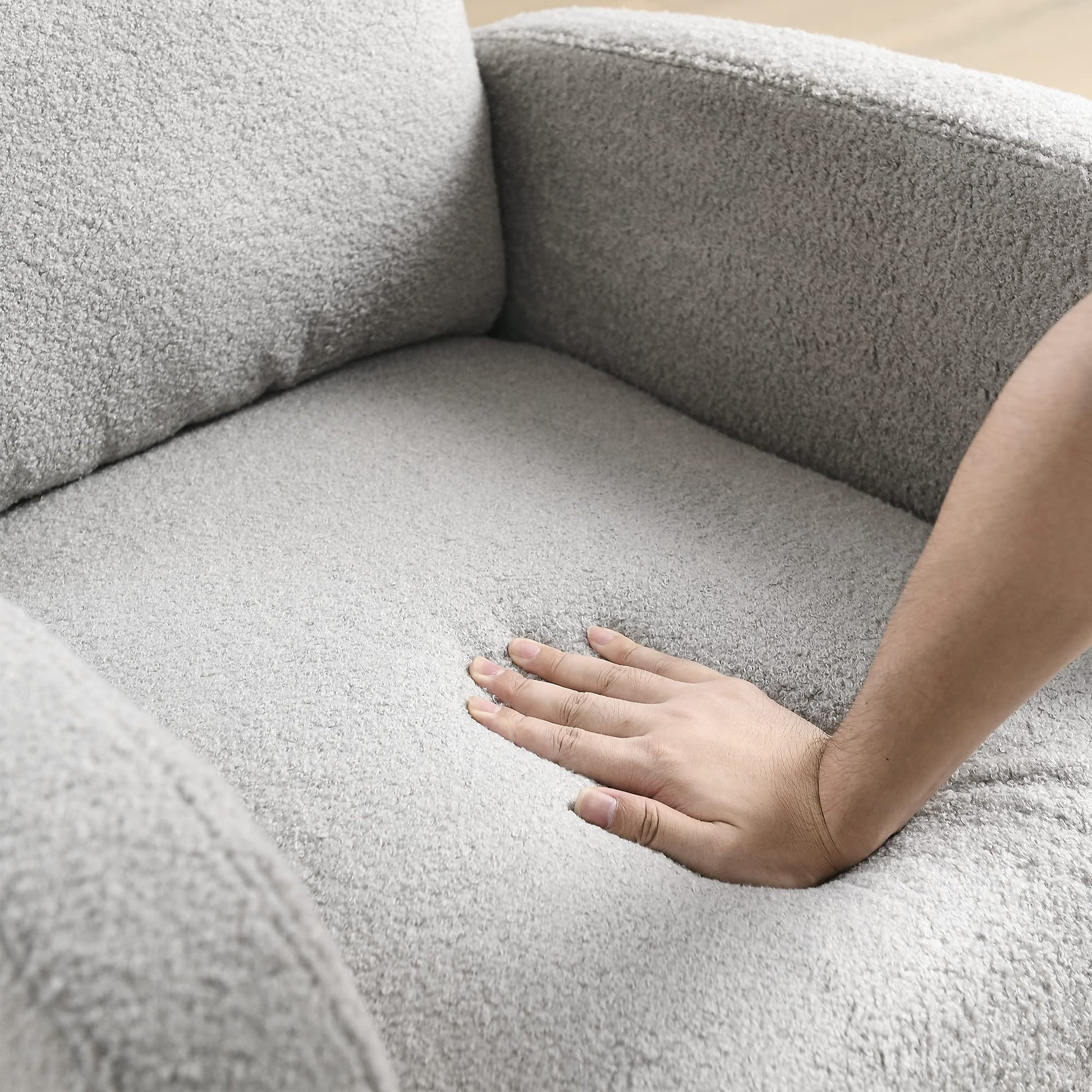 Krinana - Mecedora de guardería con patas de madera maciza, silla planeadora para guardería con dos bolsillos laterales, sillón basculante para sala de estar, recámara (gris, tela de peluche)