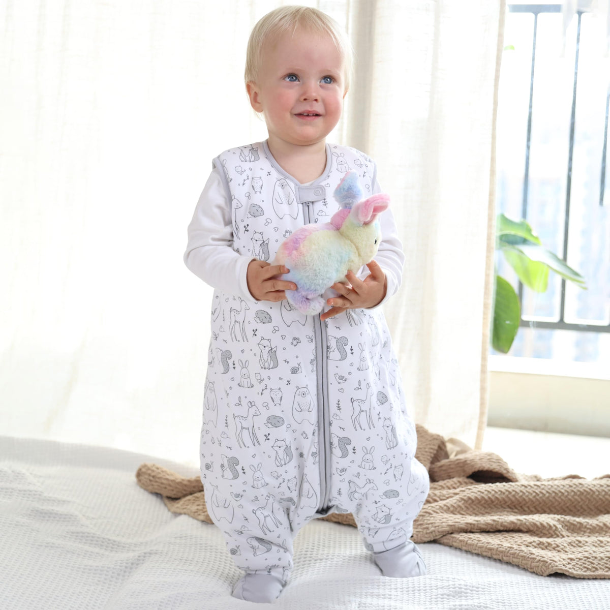 Saco de dormir para bebé de algodón orgánico con perneras, 2,5 tog, para niñas y niños, 6-18 meses