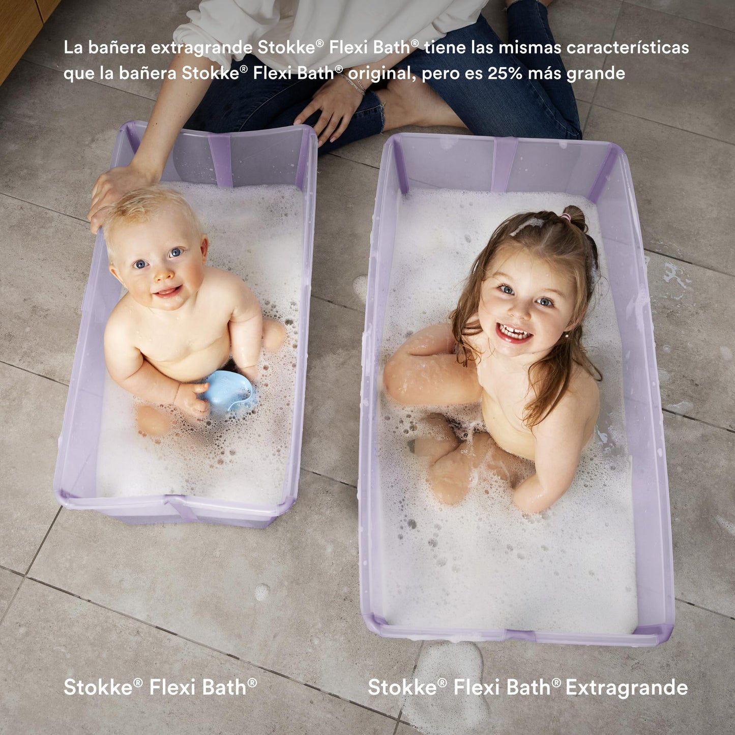 Stokke Flexi Bath X-Large, Sandy Beige - Bañera plegable para bebé - Ligera, duradera y fácil de guardar - Práctica para usar en casa o de viaje - De 0 a 6 años