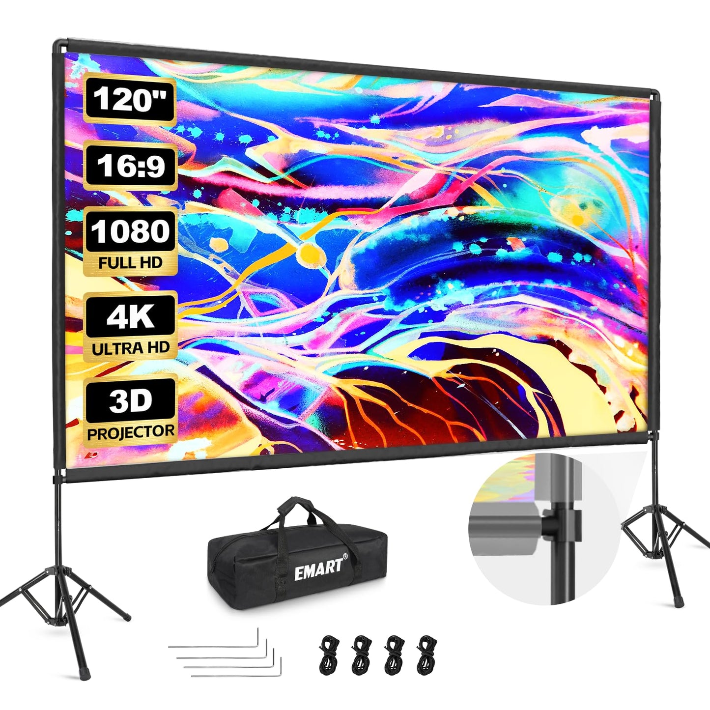 EMART-visualización y Soporte para proyector portátil de-120 Pulgadas