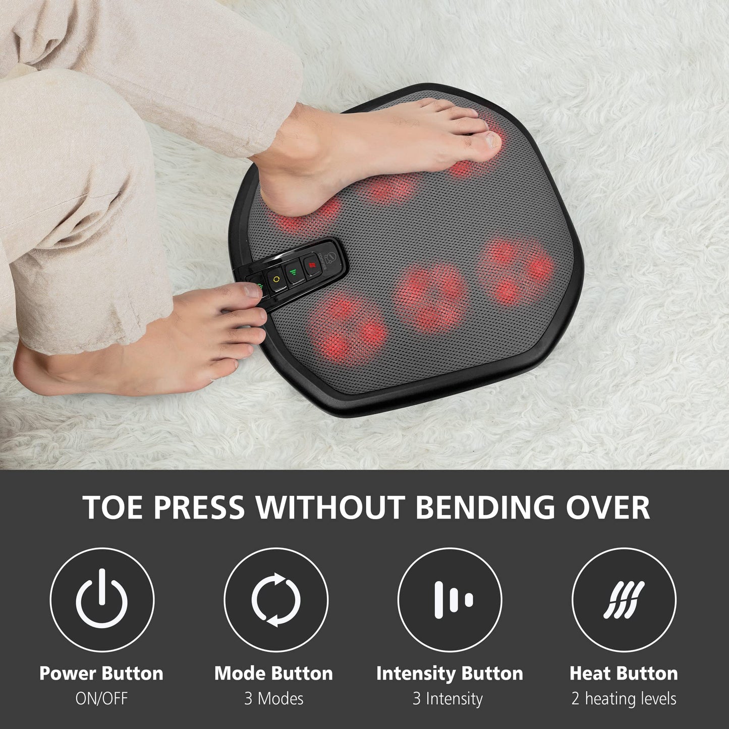 COMFIER Masajeador De Pies Shiatsu Con Calor, Máquina Eléctrica De Masaje De Pies Keading Con Calefacción, Función De Calor, Masaje De Pies Para Neuropatía Y Fascitis Plantar, Regalo Ideal Para Mujere