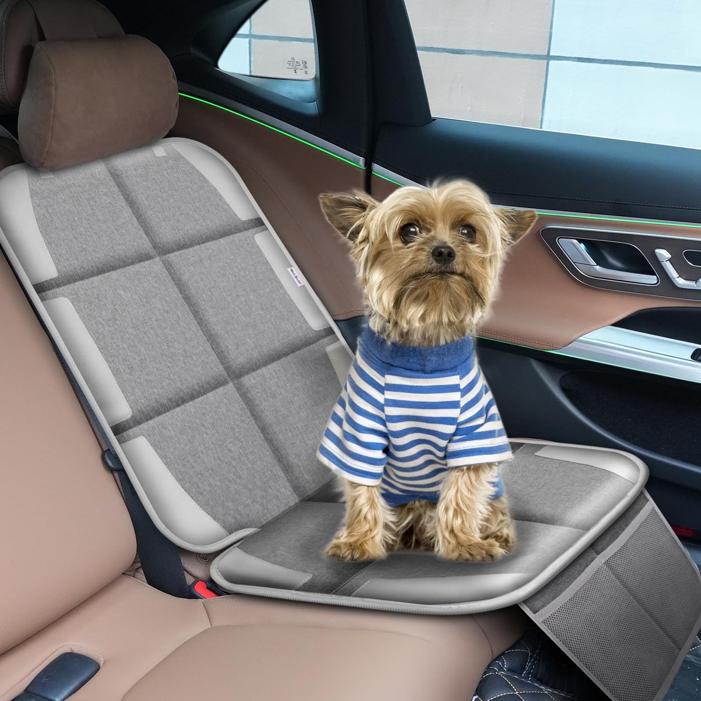 Meolsaek - Protector de asiento de coche, respaldo antideslizante que no deja huellas, funda impermeable más gruesa para asiento de coche para SUV, sedán, camión, protector de asiento de piel (gris, 1