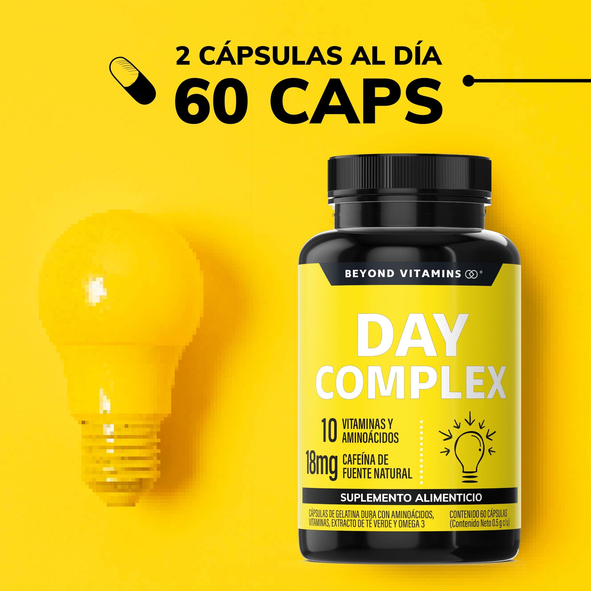 Suplemento Nootrópico Day Complex con Vitaminas y Minerales Sin Azúcar en Cápsulas