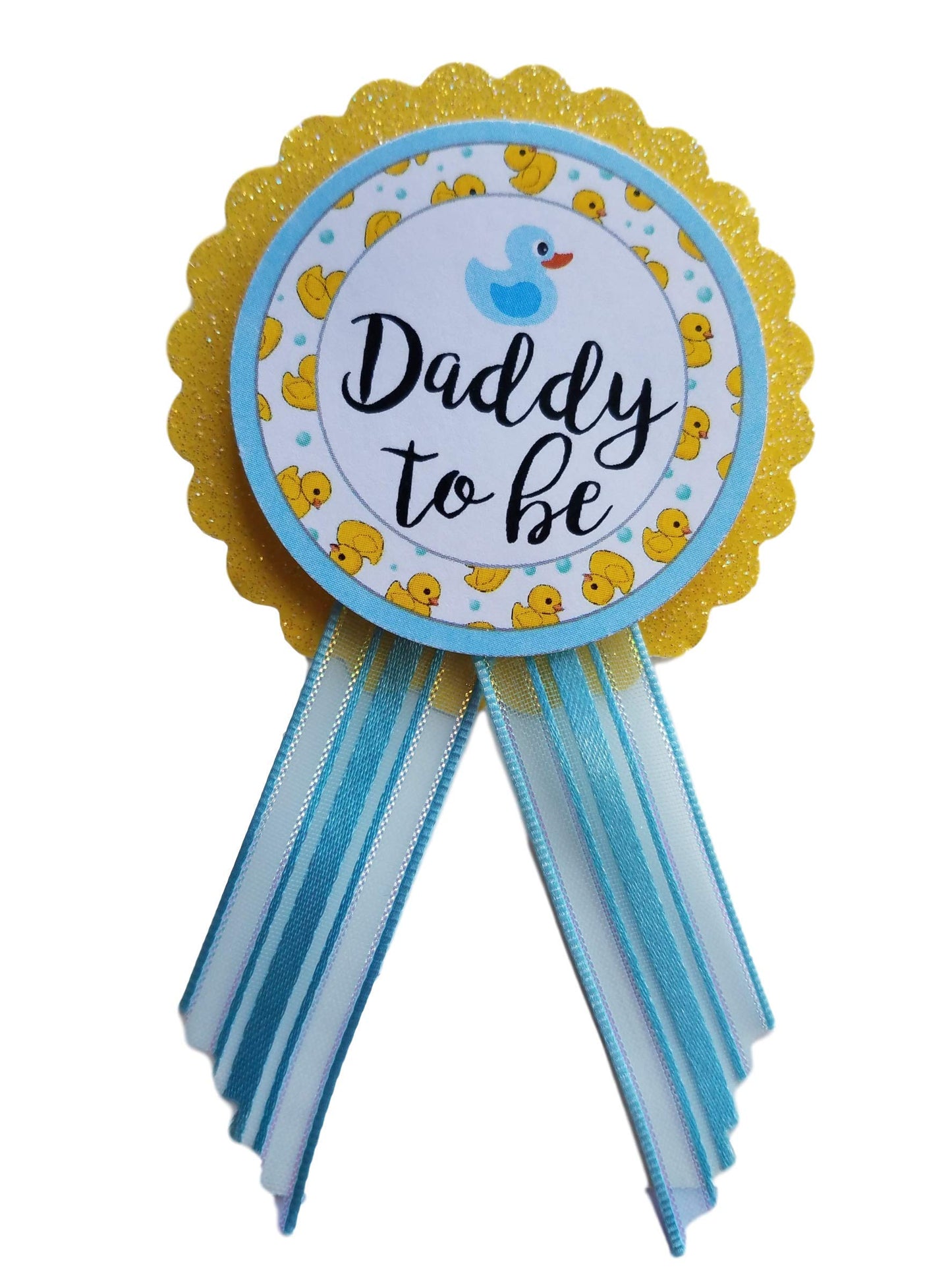 Amy's Bubbling Boutique Mommy & Daddy to Be Pin Duck Baby Shower amarillo y azul It's a Boy, Baby Sprinkle revelación de género