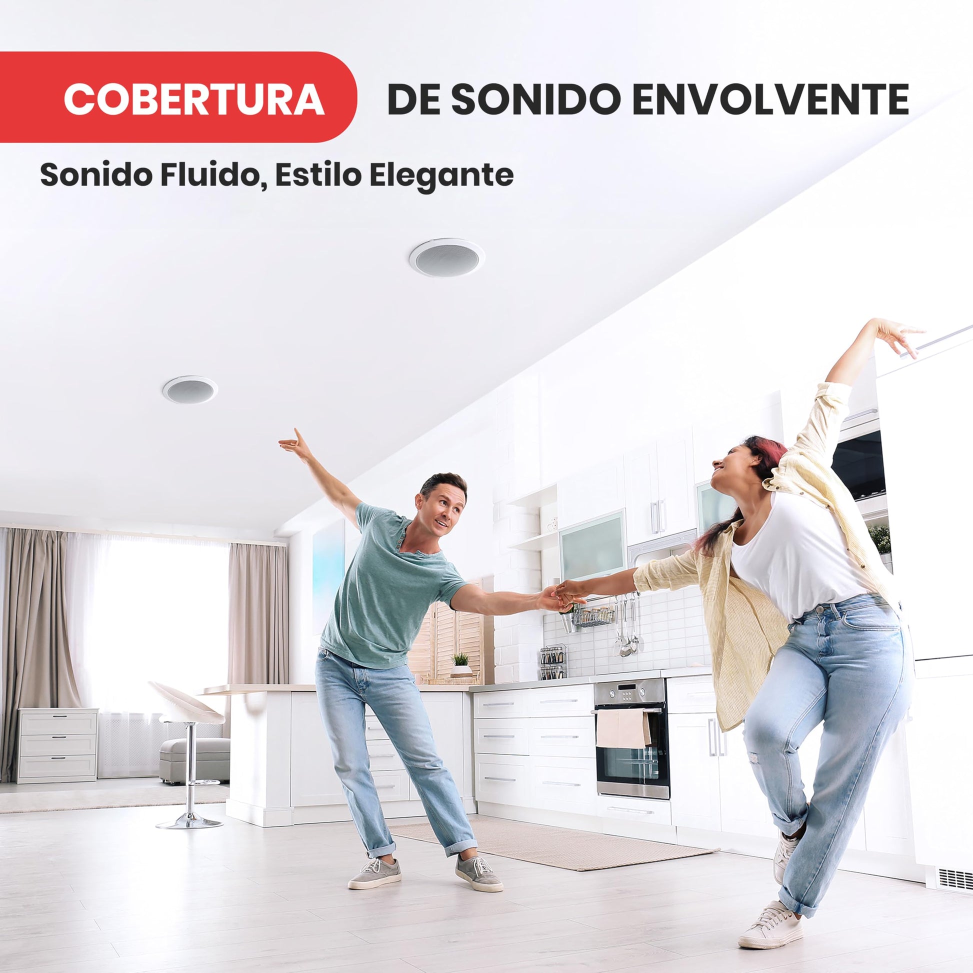 Pyle Par de Altavoces Empotrables de 8 Pulgadas para Techo o Pared de 2 Vías - Sistema de Sonido Estéreo de Rango Completo - Potencia de 250W, Blanco
