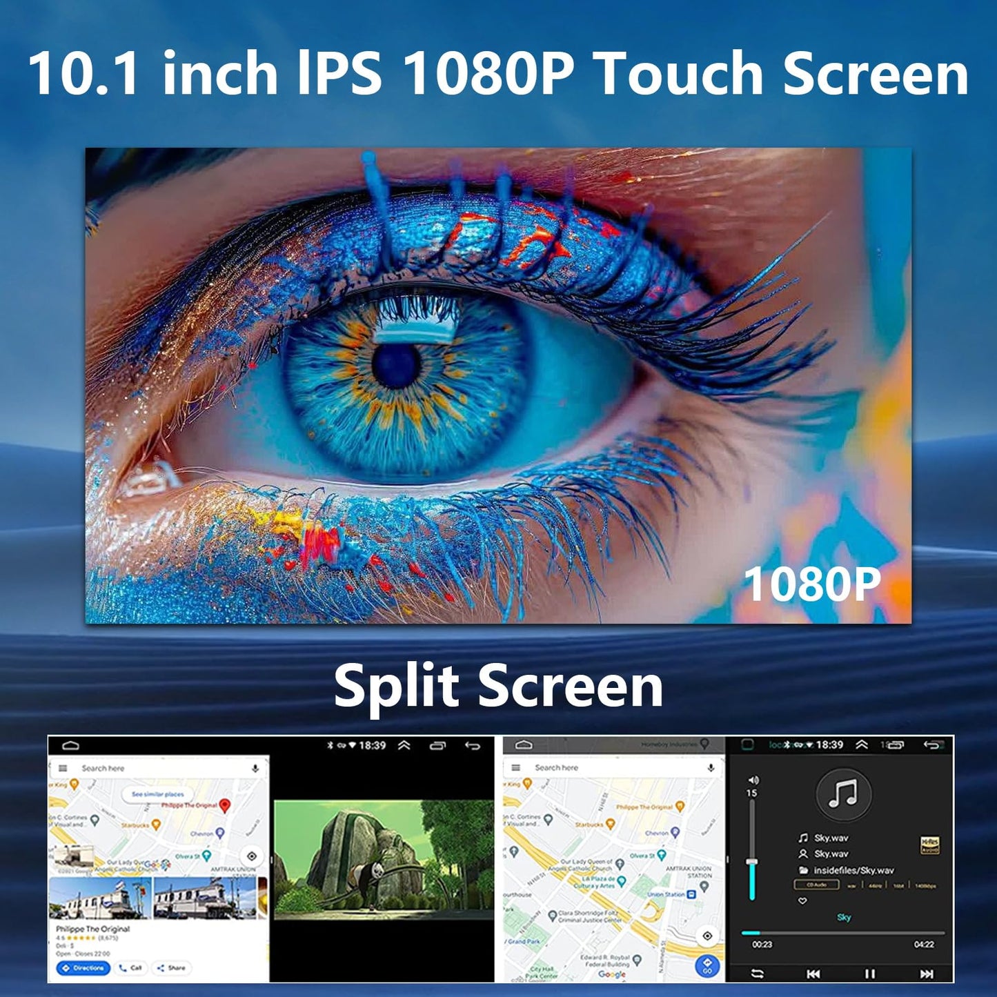 Radio estéreo de coche de 10.1 pulgadas para Toyota Tacoma 2005-2015 con visualización inalámbrica CarPlay/Android Auto/visualización táctil/SWC/GPS Navigation/BT/WiFi FM cámara de respaldo botón
