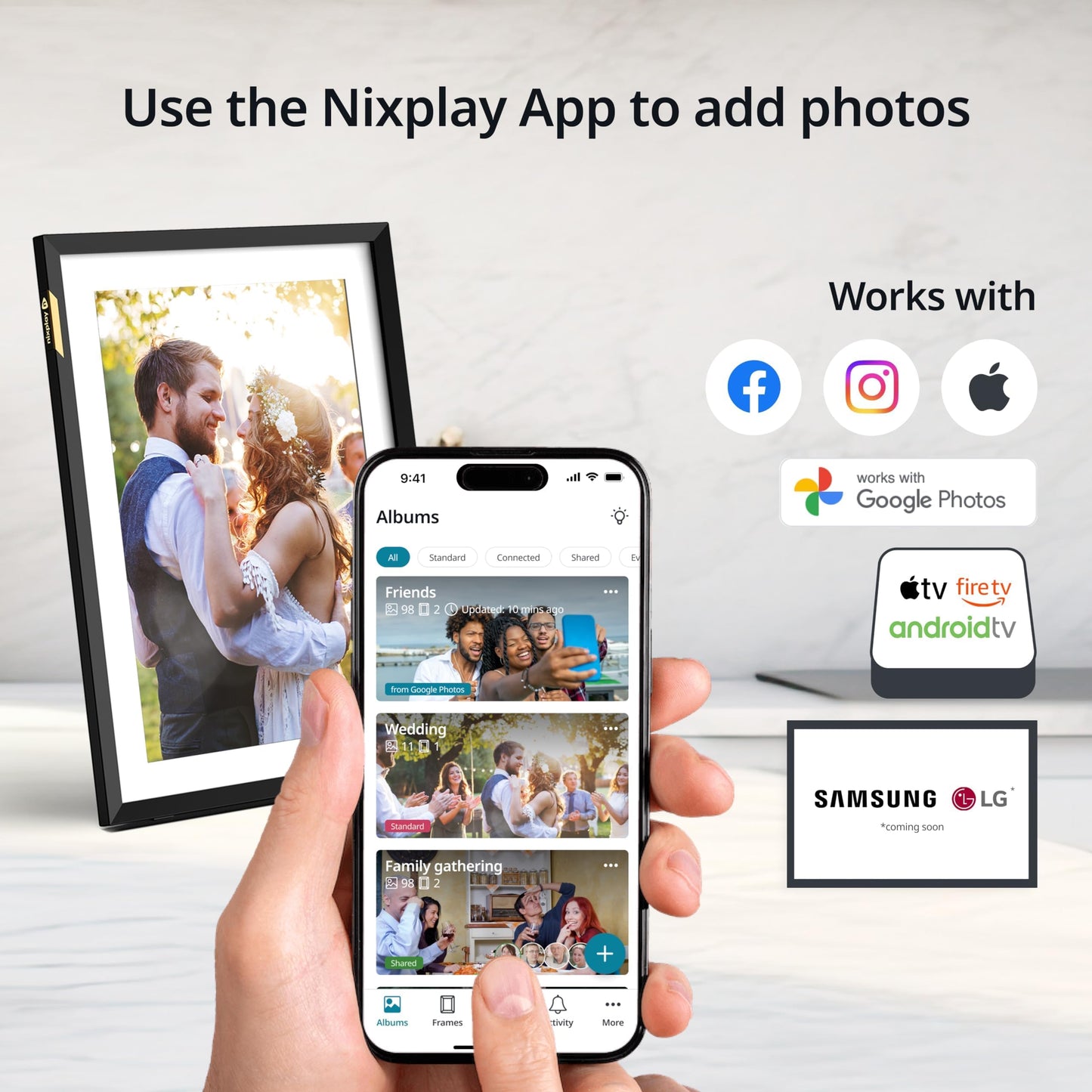 Marco de Fotos Digital Nixplay Negro Mejorado con AI para Impresionante Visualización Táctil HD