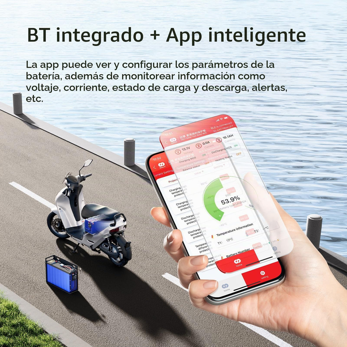 BMS DALY Bluetooth Integrado 30A 12V-24V Protección de Batería de Litio para E-Bikes y Scooters