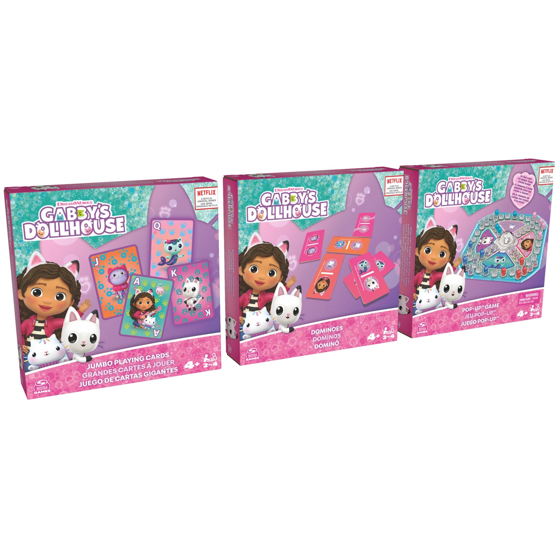 Cardinal, Conjunto de Regalo de 3 Juegos de La Casa de Muñecas de Gabby, Juego Pop-Up, dominó y Juego de Cartas Gigantes, Juguetes para niños de Gabby's Dollhouse, para niños a Partir de 4 años