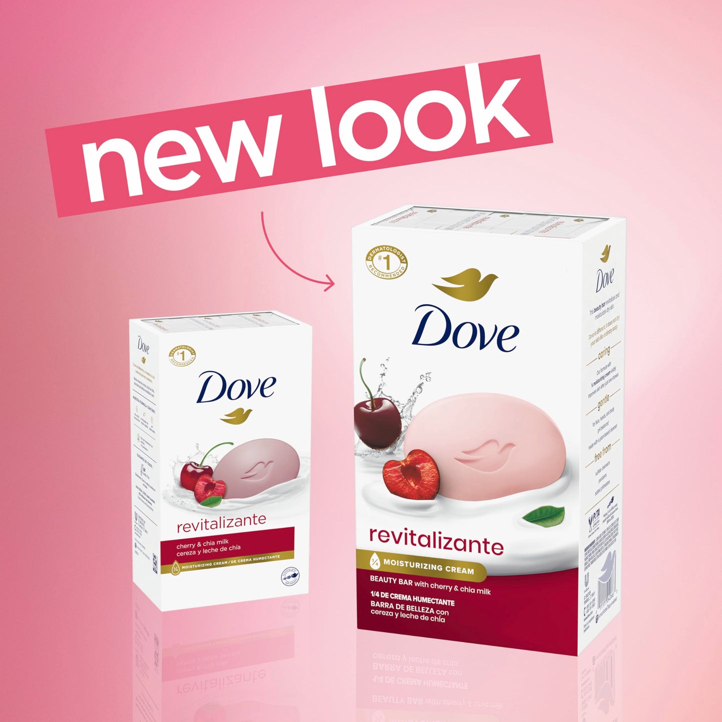 Dove- Jabón en Barra Revitalizante Leche de Cereza y Chía Pack de 6 para Piel Seca Formulado con ¼ de Humectante, Dove, SKIN_CLEANING_AGENT, Unilever
