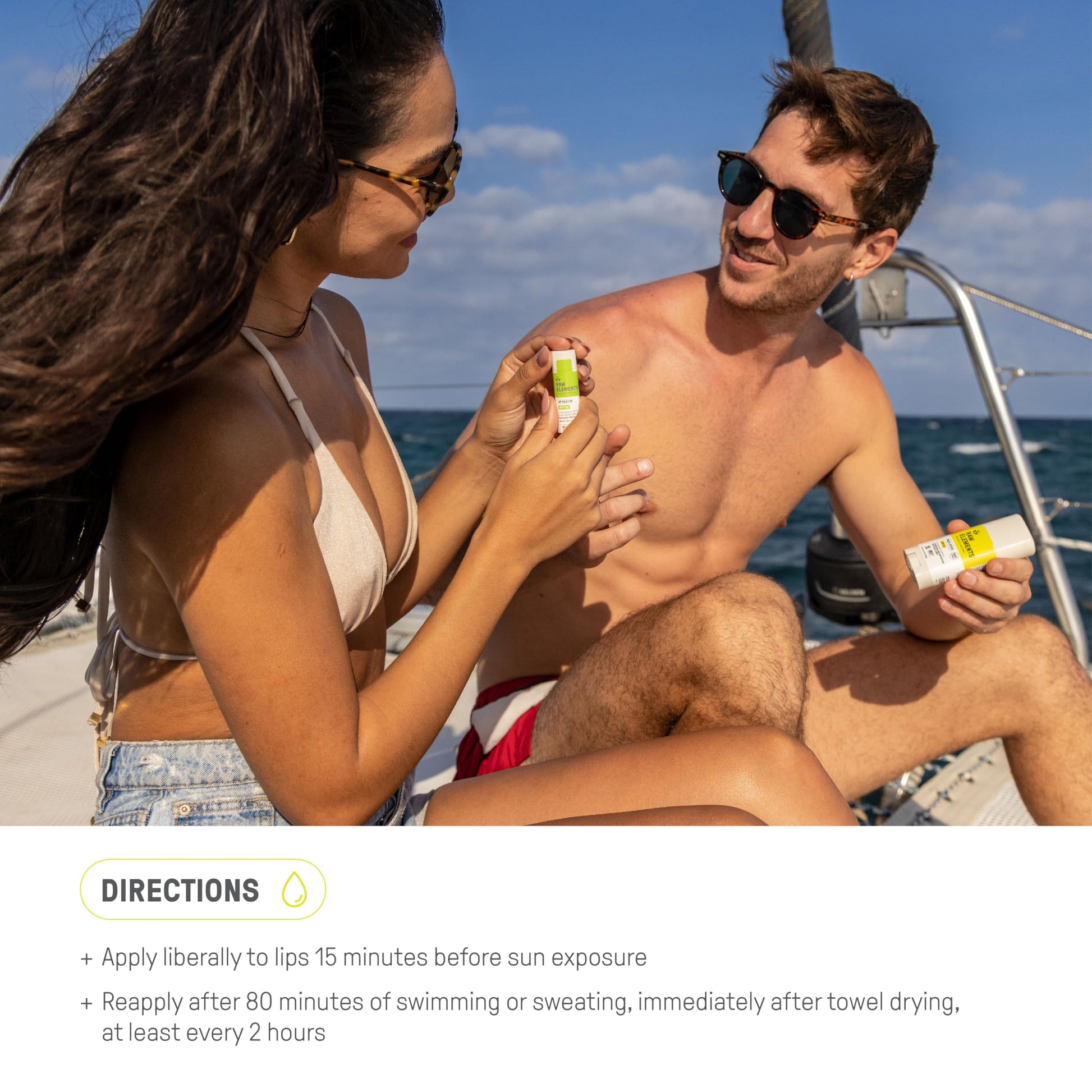 Protector Solar Labial Raw Elements Natural Certificado Zinc Oxide Orgánico Resistente al Agua Seguro para Arrecifes SPF 30+